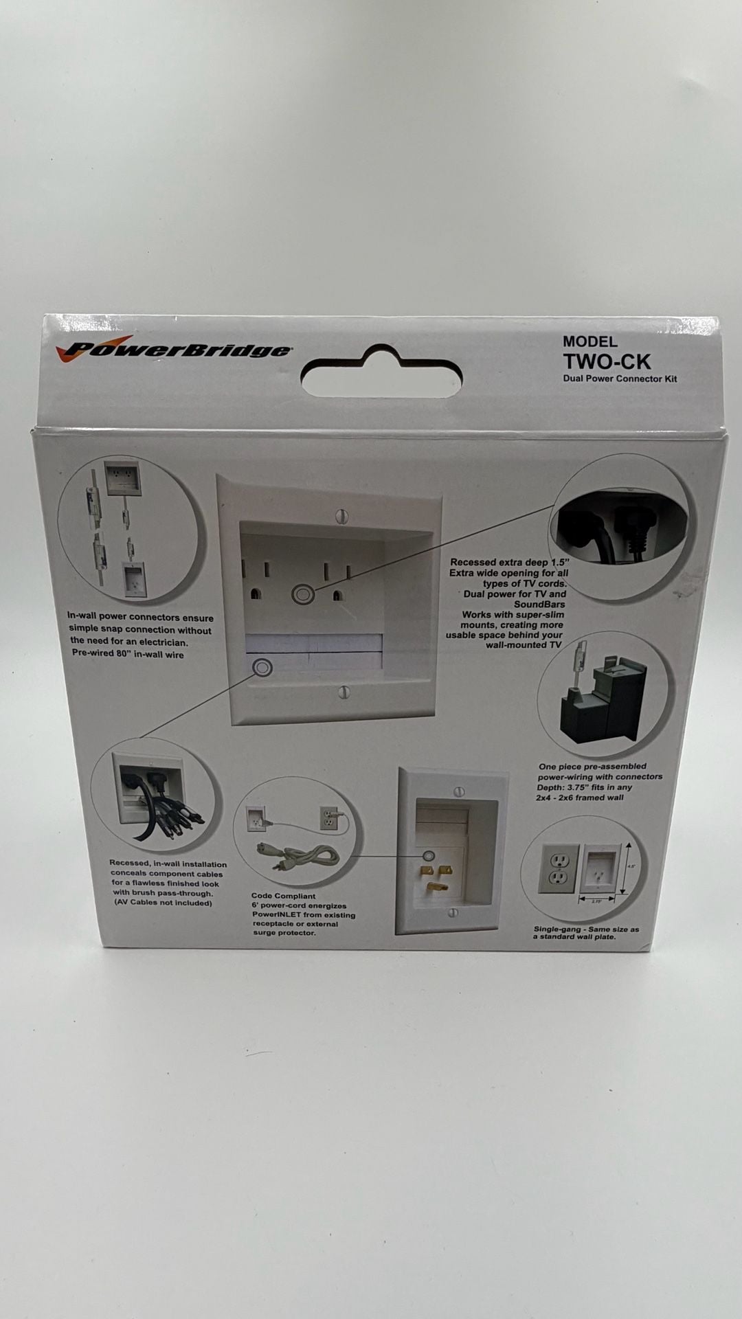 PowerBridge TWO-CK Dual Power Connector Kit White In-Wall Cable Management 5
