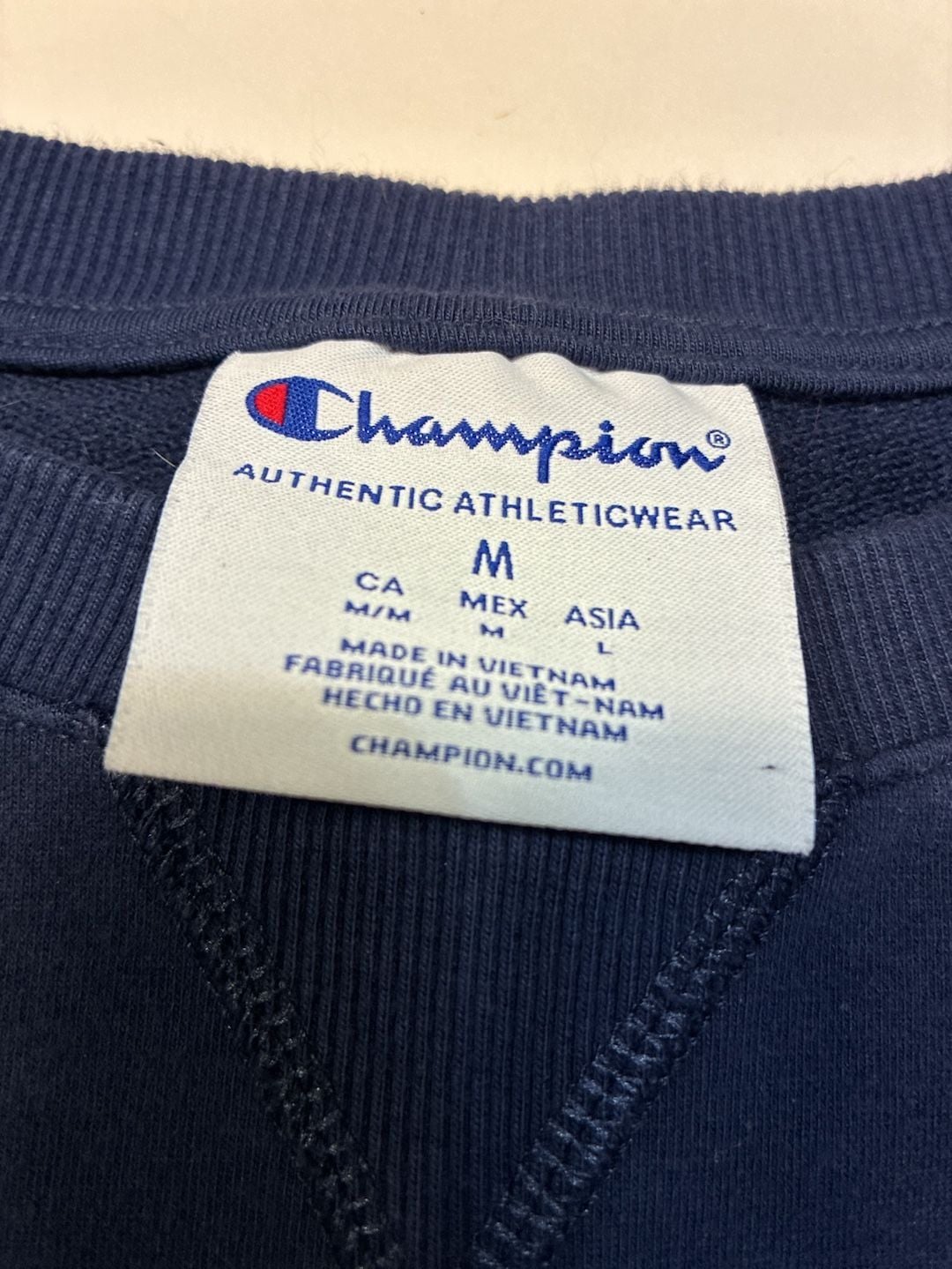 Champion Logo Taped Sweatshirt Size M Navy Blue 6