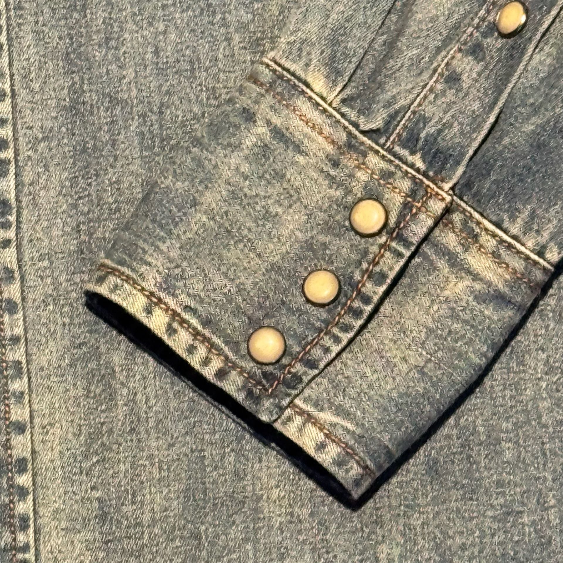 STS Ranchwear Men’s S Denim Pearl Snap Western Shirt Distressed Cowboy Ranch 7