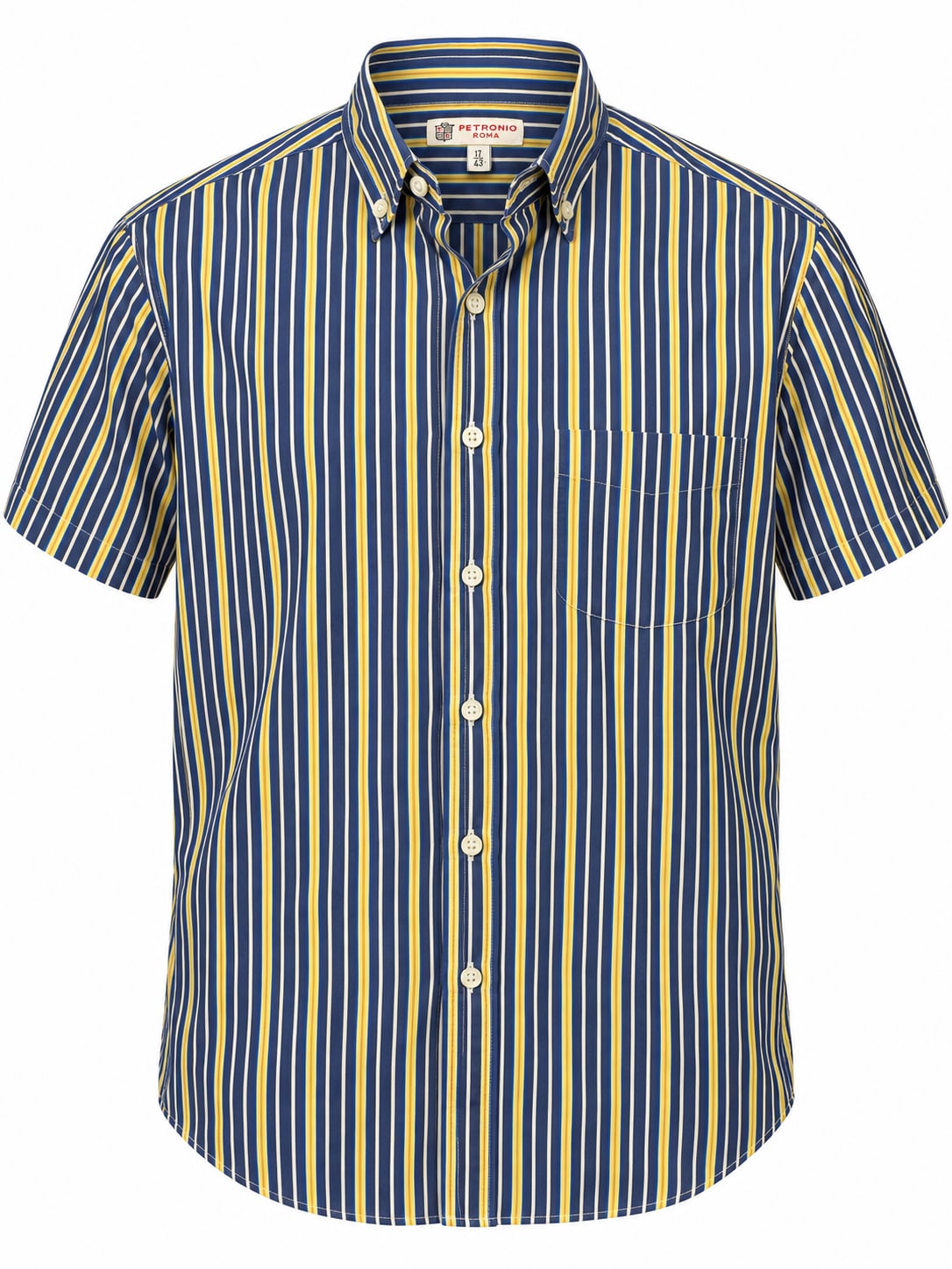 Petronio Roma Striped Short Sleeve Button-Down Shirt Size 17/43 2