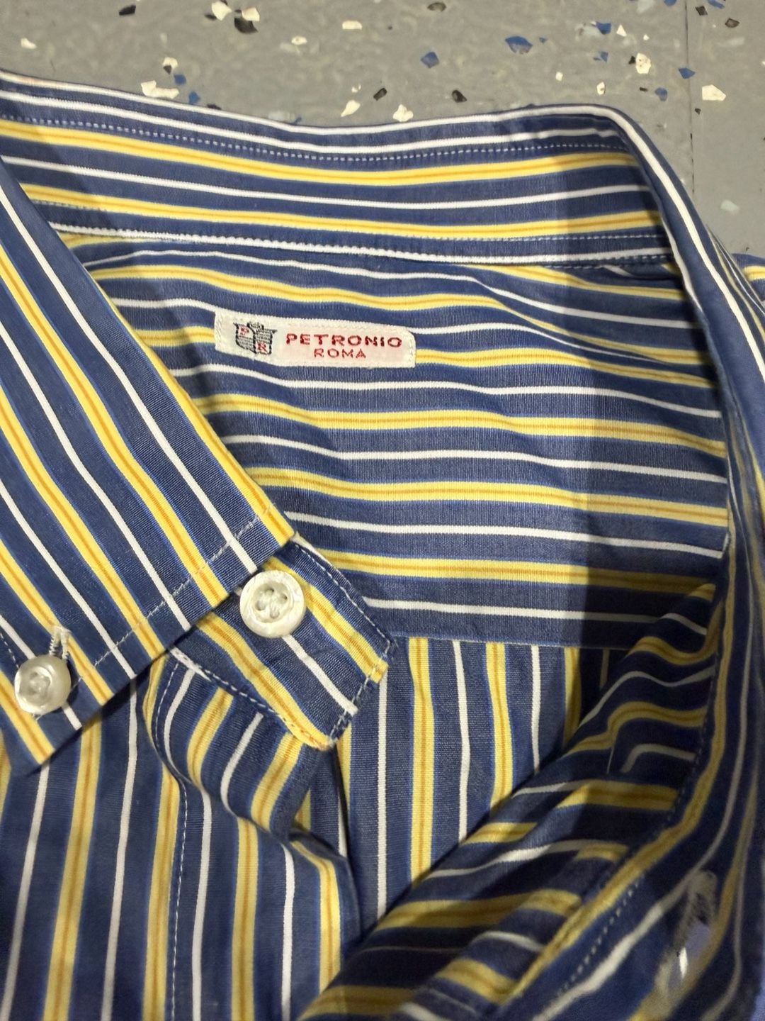 Petronio Roma Striped Short Sleeve Button-Down Shirt Size 17/43 4