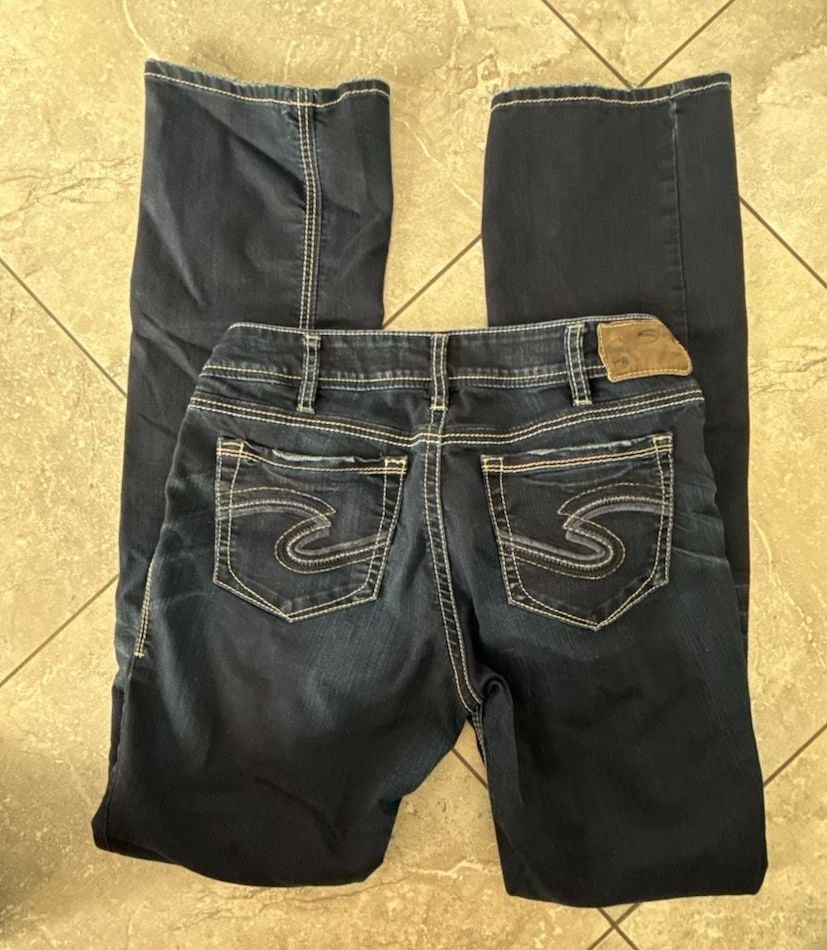 Silver Jeans Co. Suki Mid Slim Boot Size W31/L35 Dark Wash Denim 1