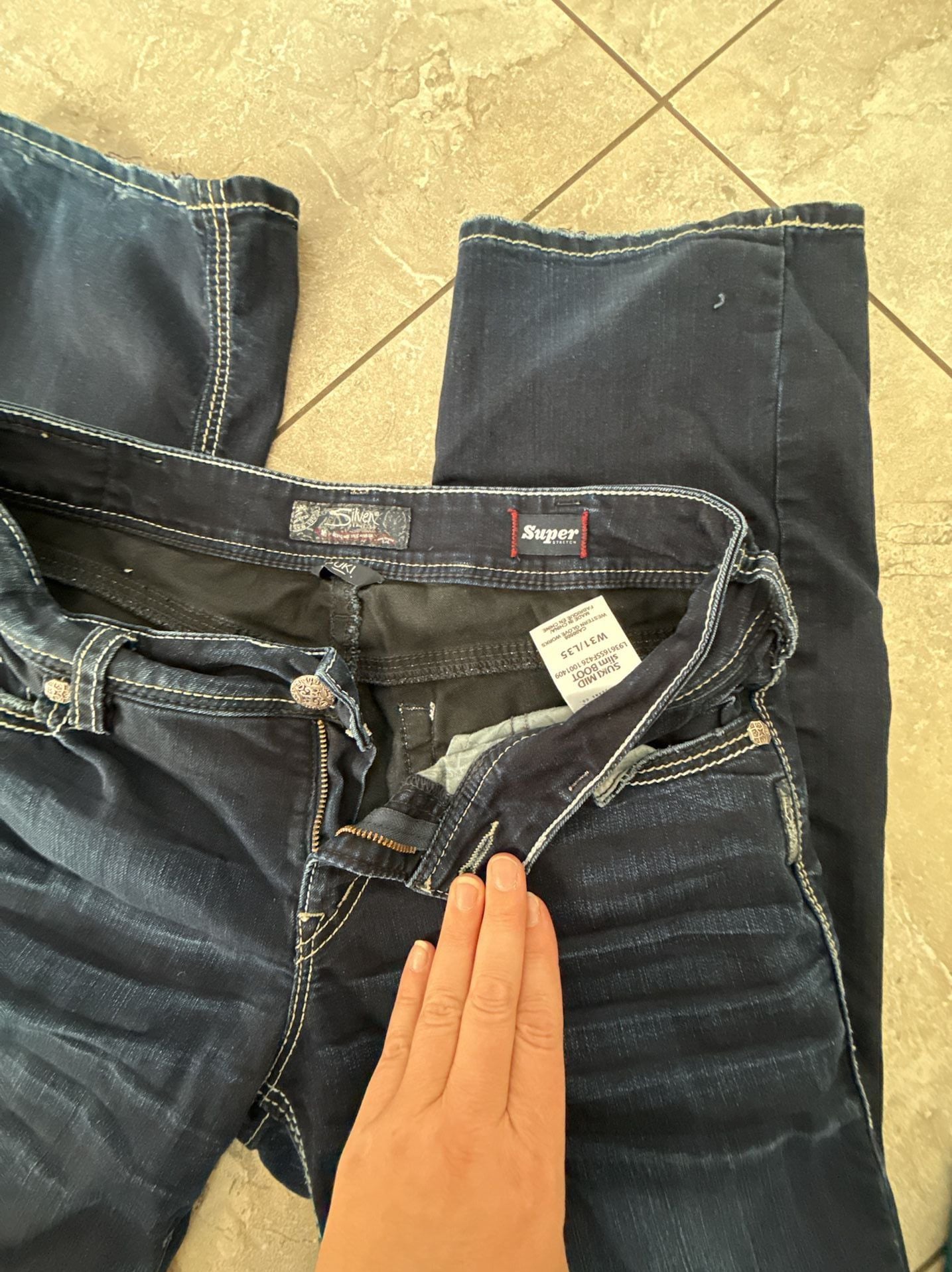 Silver Jeans Co. Suki Mid Slim Boot Size W31/L35 Dark Wash Denim 3