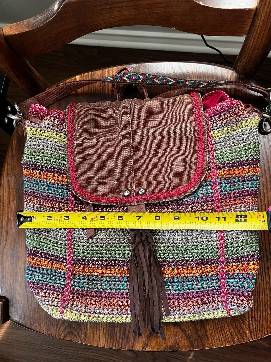 The Sak Crochet Multi-Color Striped Backpack Bag 7