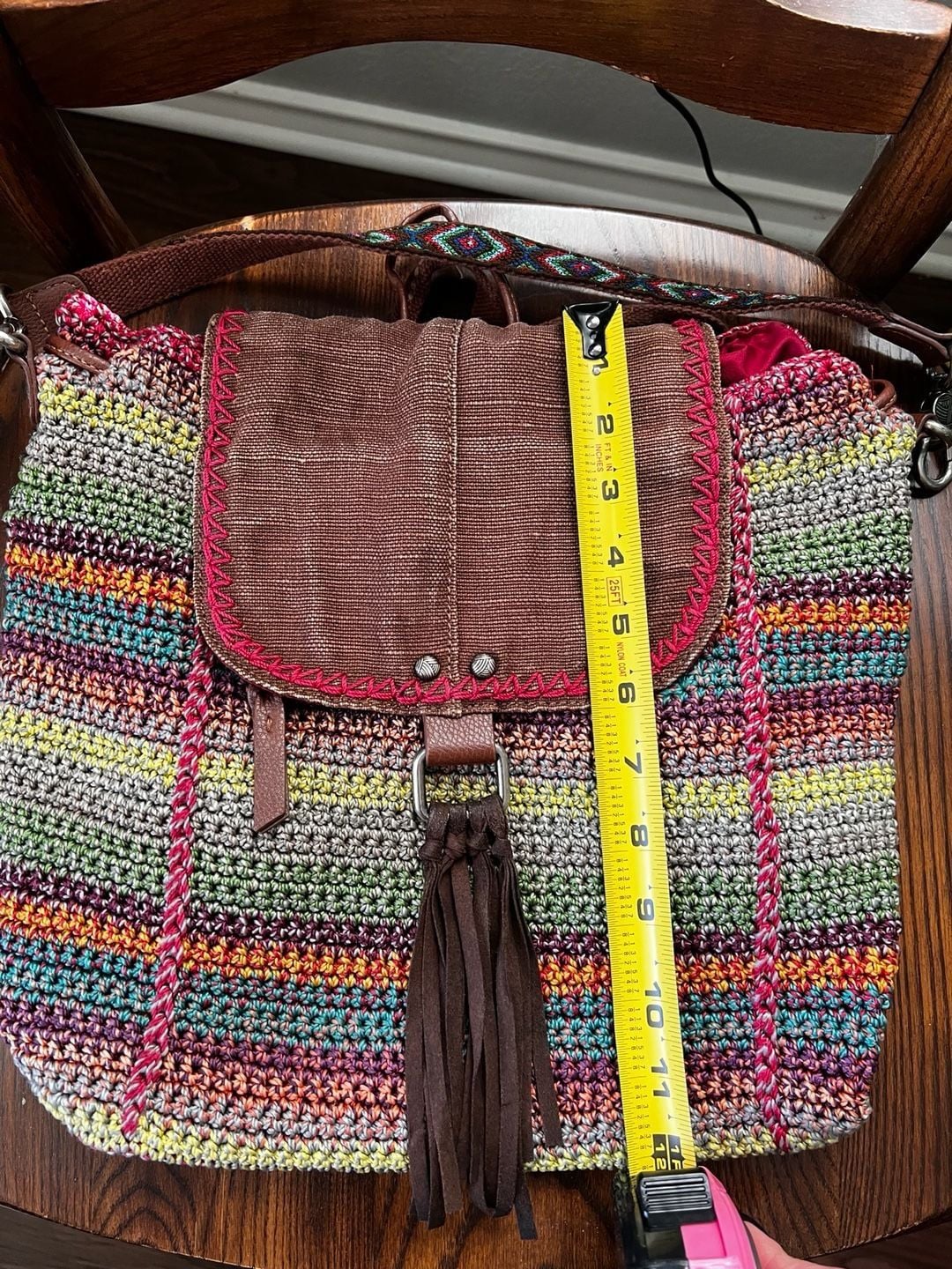 The Sak Crochet Multi-Color Striped Backpack Bag 8
