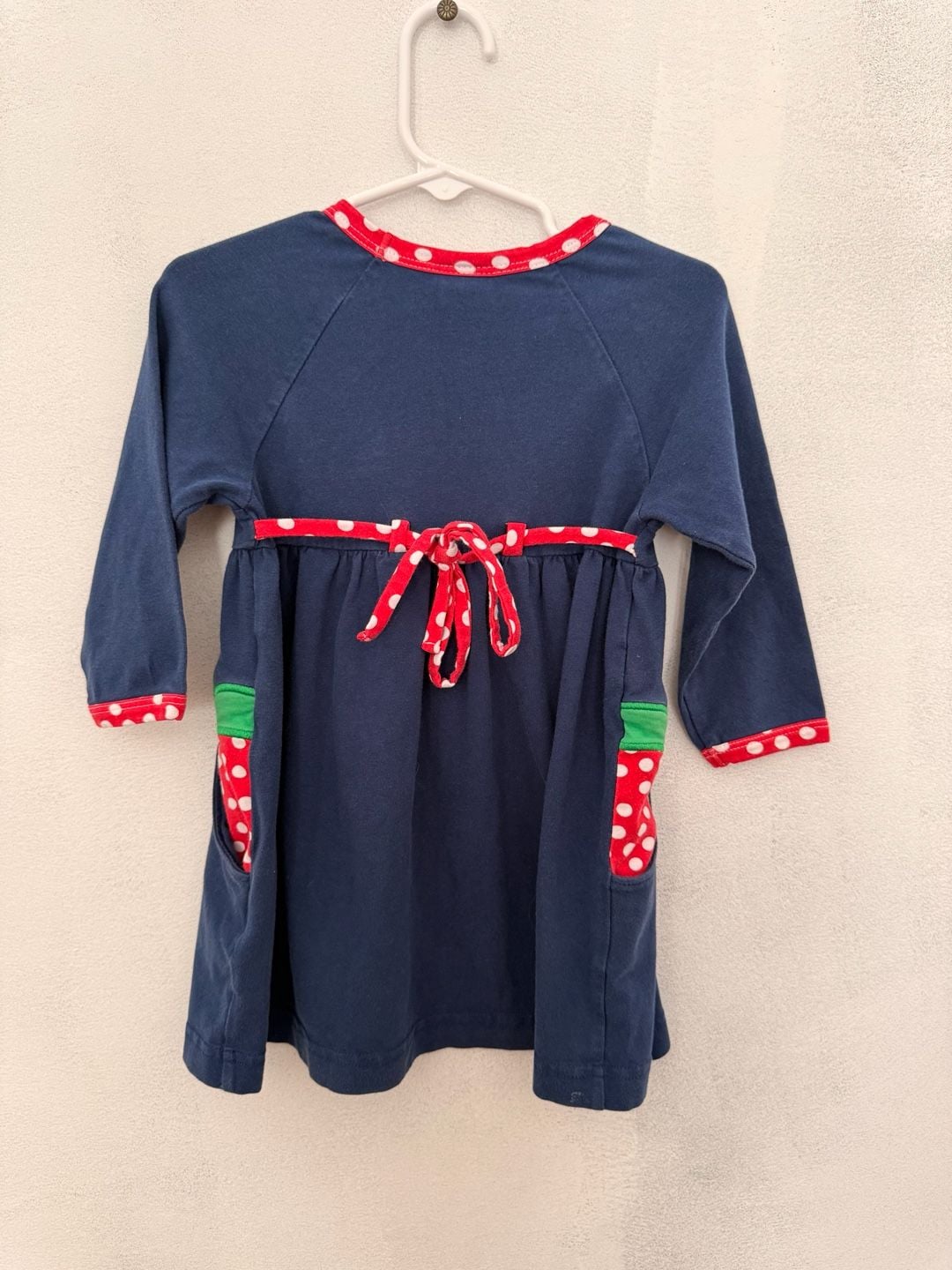 Florence Eiseman Dress Size 3T Blue Red White Polka Dot Strawberry pockets 2