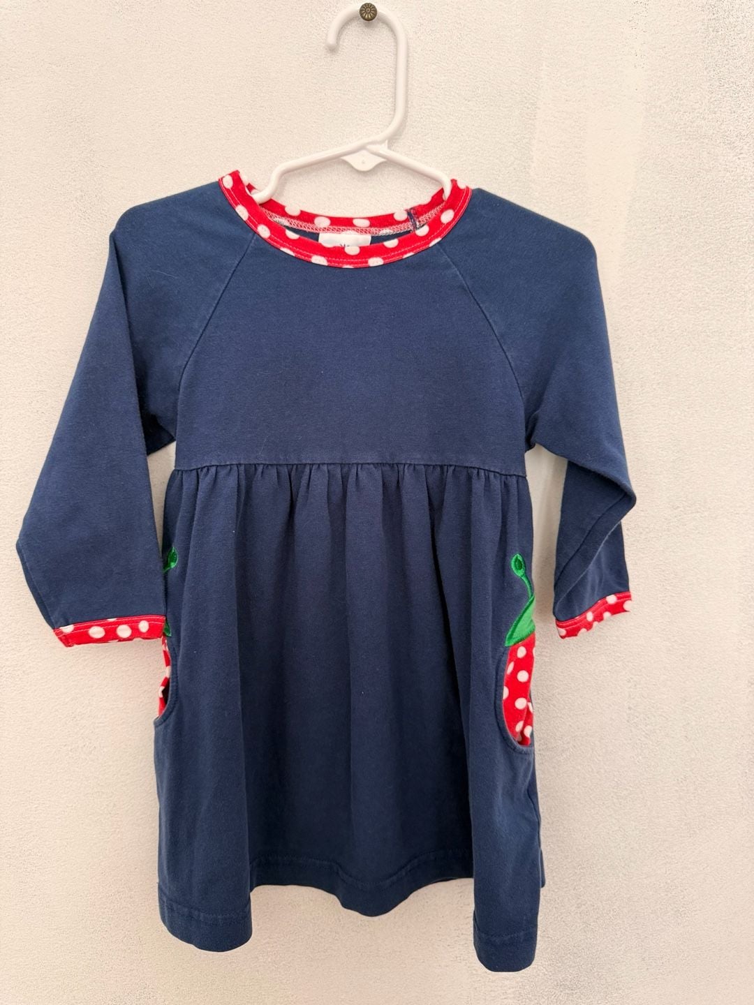 Florence Eiseman Dress Size 3T Blue Red White Polka Dot Strawberry pockets 3