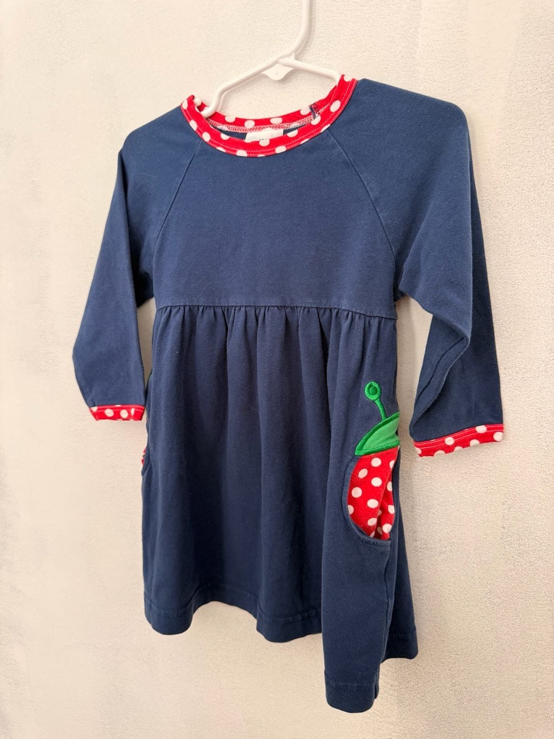 Florence Eiseman Dress Size 3T Blue Red White Polka Dot Strawberry pockets 4