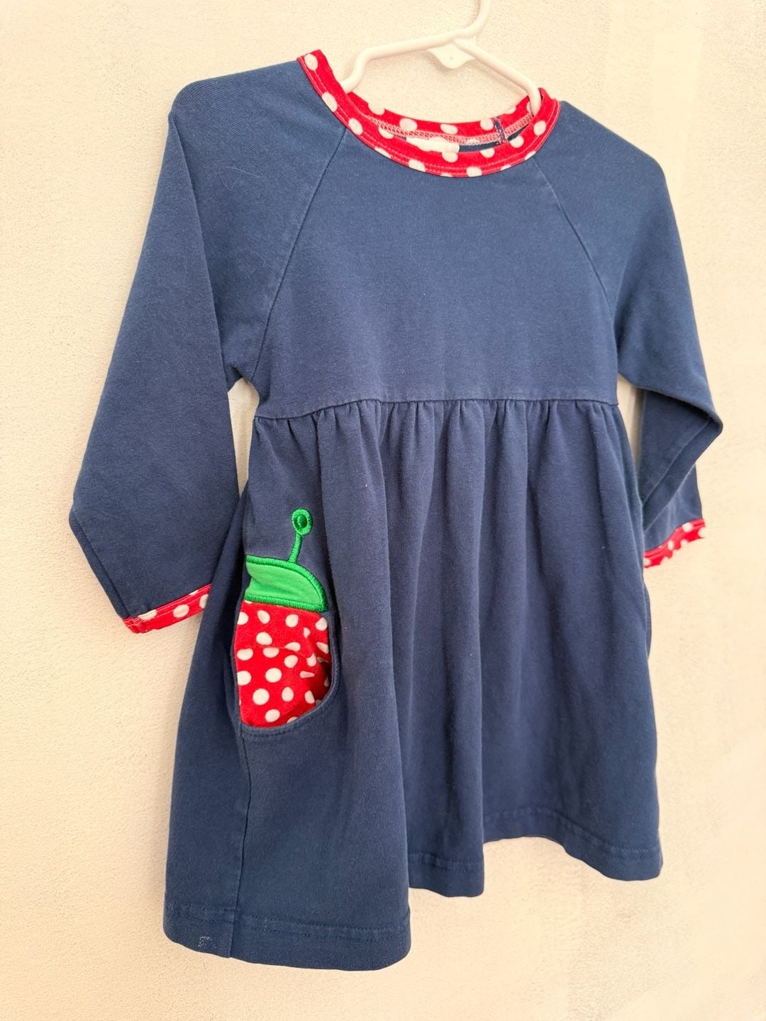 Florence Eiseman Dress Size 3T Blue Red White Polka Dot Strawberry pockets 5
