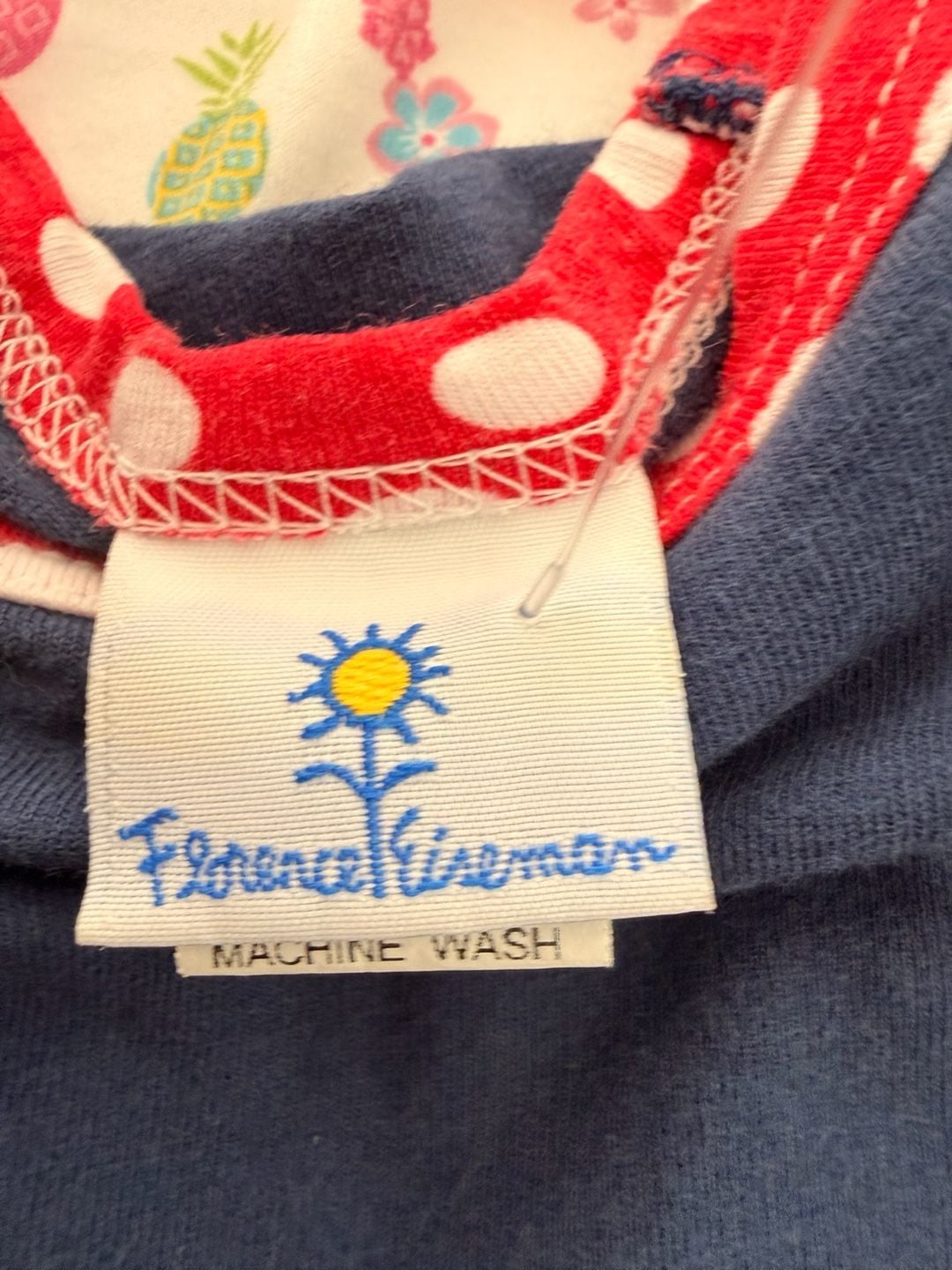 Florence Eiseman Dress Size 3T Blue Red White Polka Dot Strawberry pockets 8
