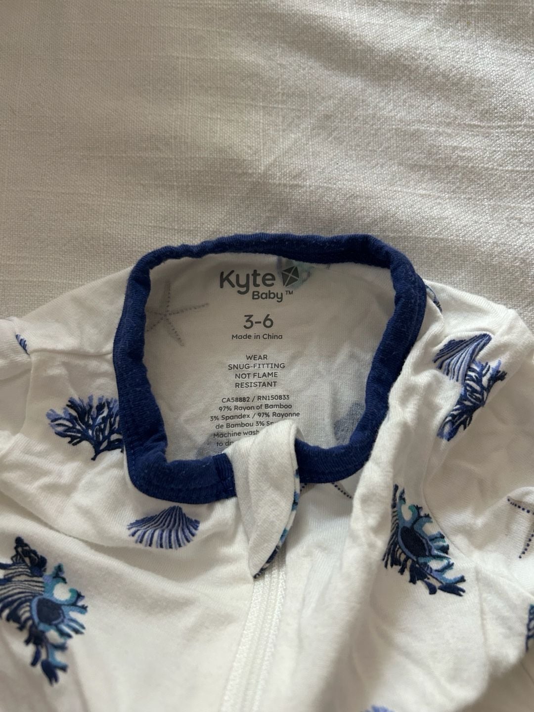 Kyte Baby Sleep Footie 3-6 Months Shells Print Bamboo Rayon 3