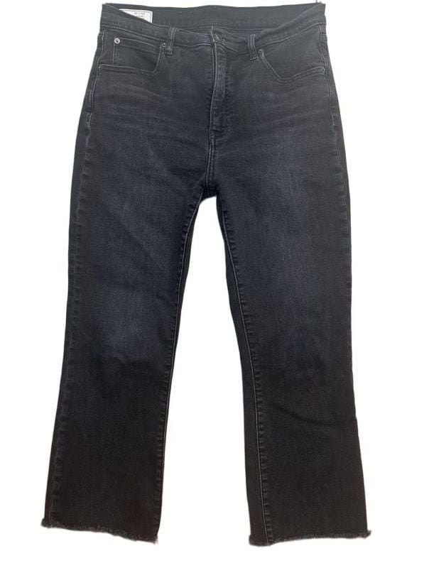 Kick Fit High Rise Jeans 31 12R Black Raw Hem Cropped Flare 2