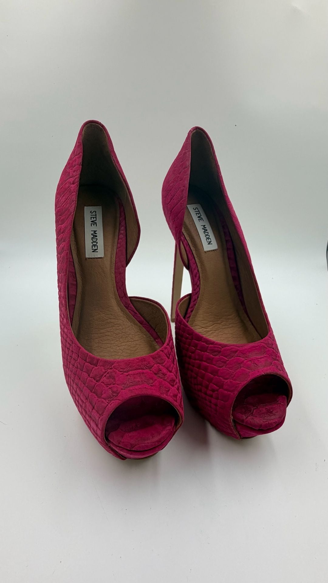 Steve Madden Krona Size 9.5 Magenta Pink Snake Print Platform Heels Pumps 4