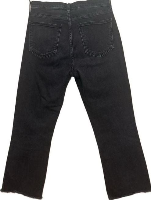 Kick Fit High Rise Jeans 31 12R Black Raw Hem Cropped Flare 5