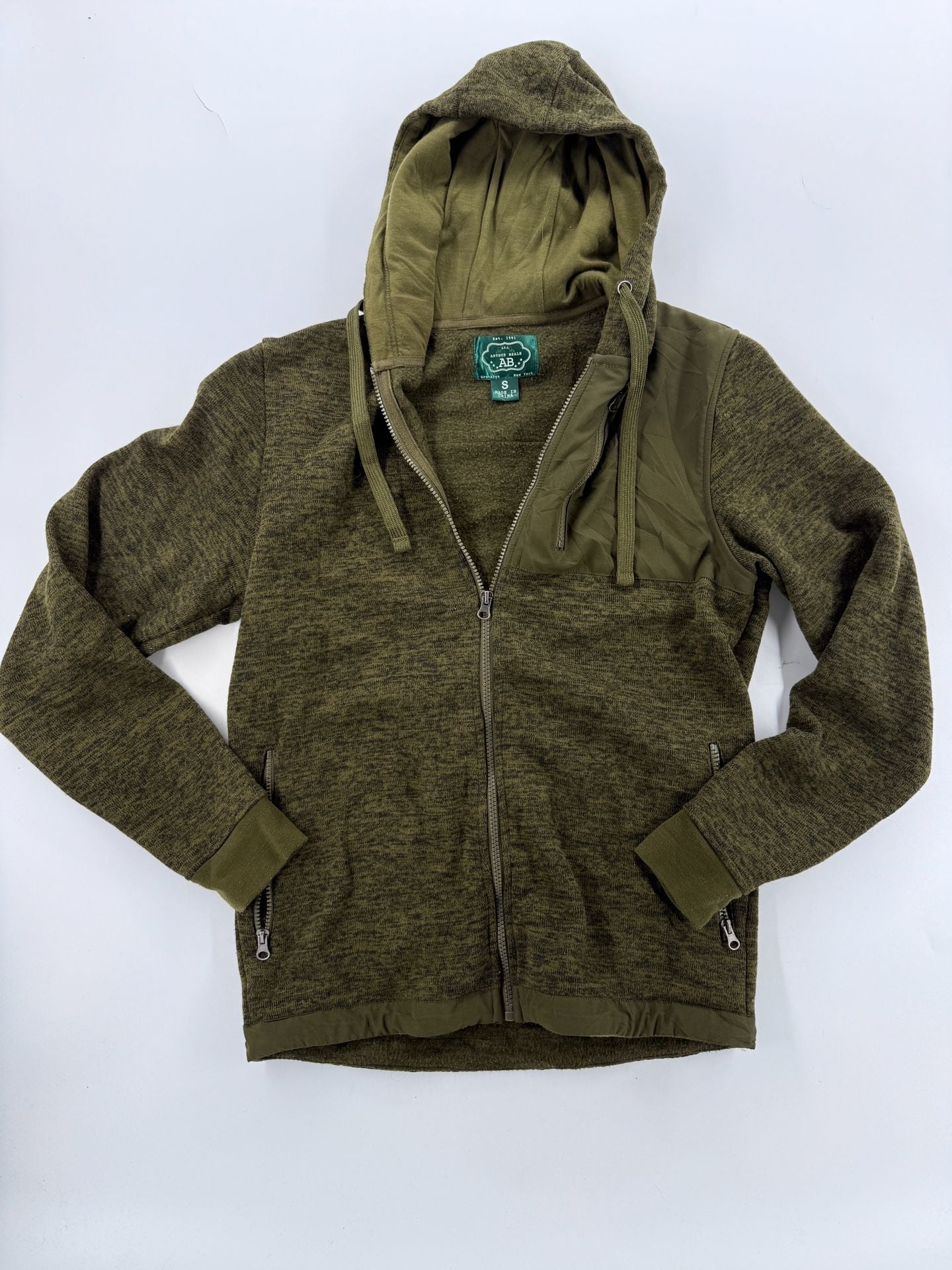 Arthur Beale AB Full Zip Hooded Fleece Jacket Size S Green 2