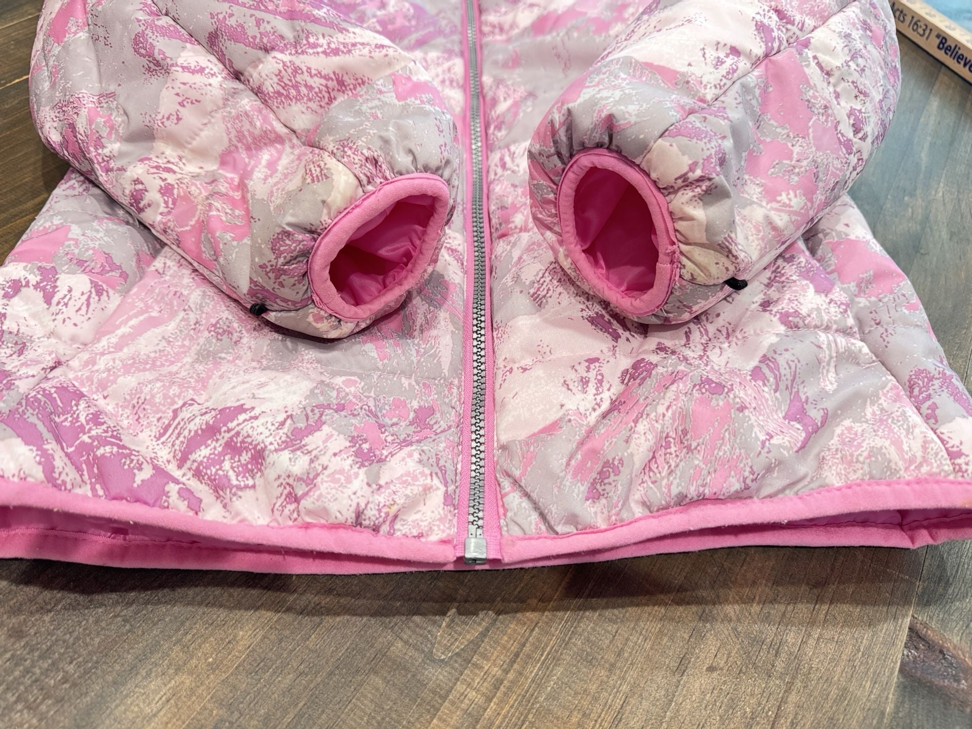 Gerry Puffer Jacket M-10/12 Pink Abstract Print Full Zip Winter Coat 5