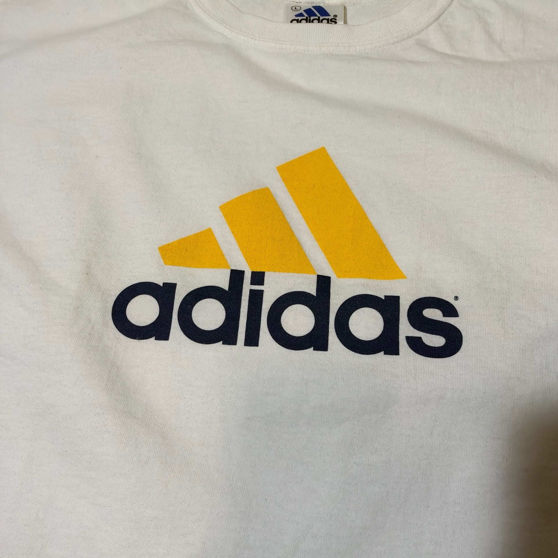 Vintage Y2K Adidas T-Shirt Size L White /black Logo Graphic Tee 3