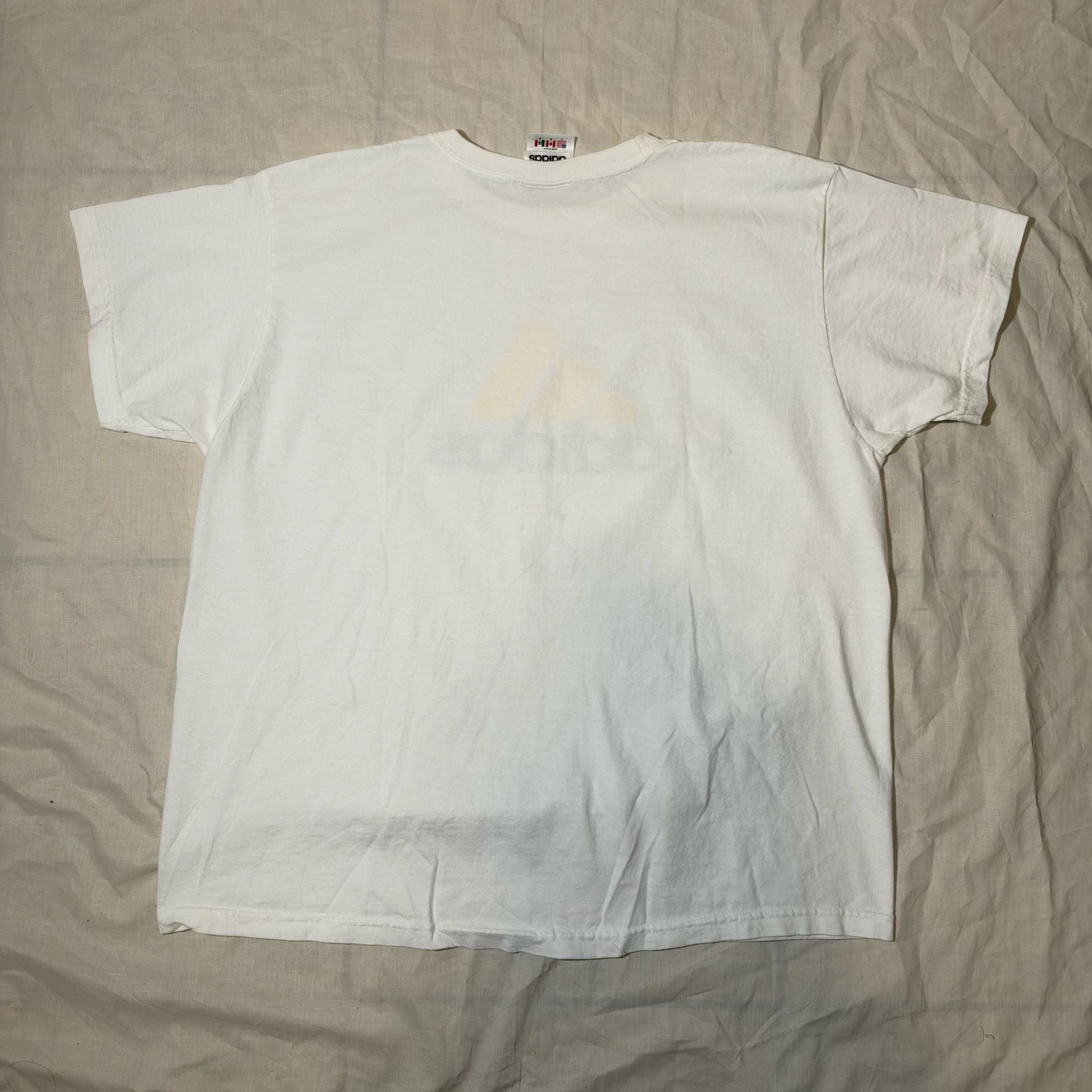 Vintage Y2K Adidas T-Shirt Size L White /black Logo Graphic Tee 5