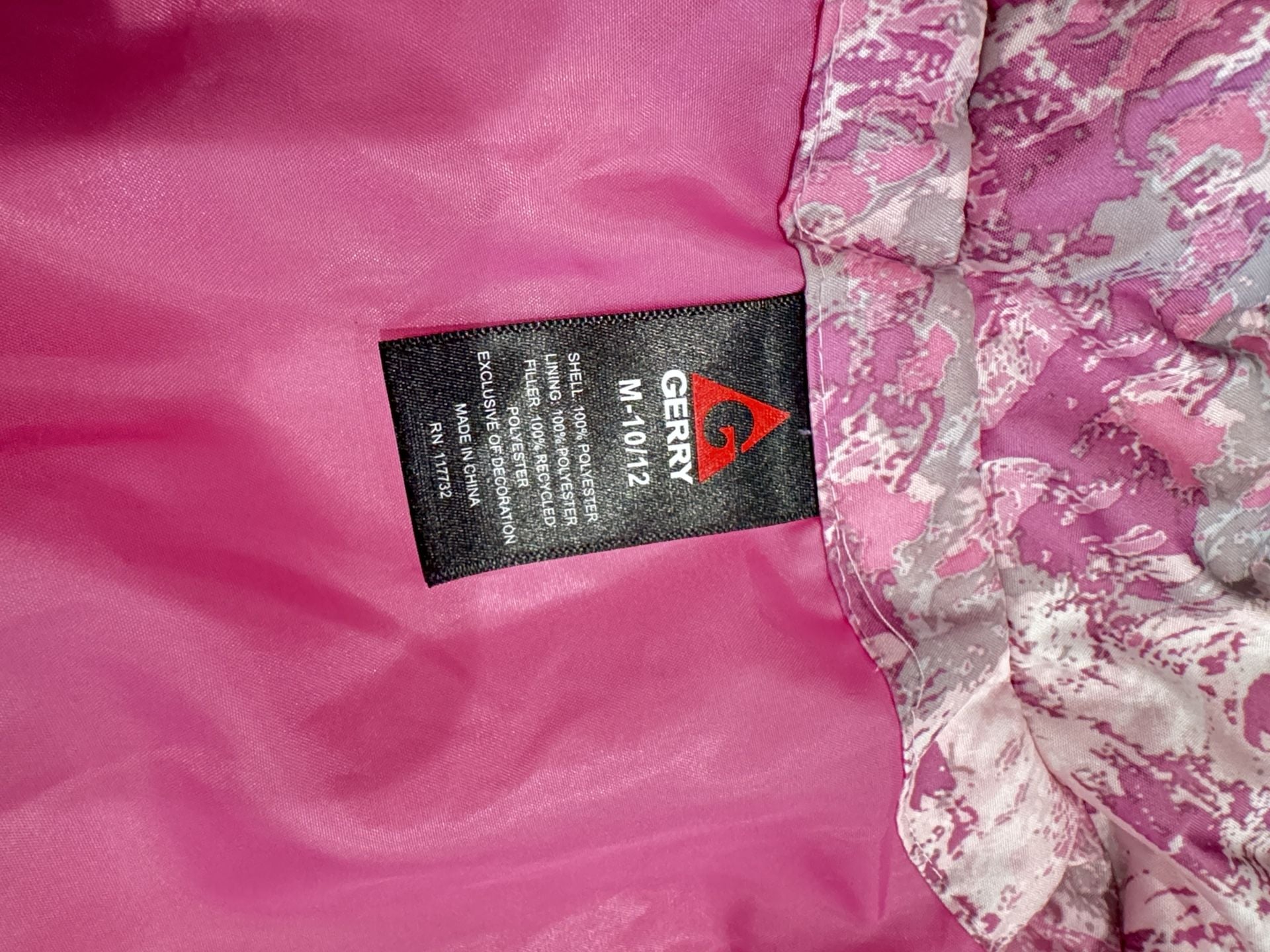 Gerry Puffer Jacket M-10/12 Pink Abstract Print Full Zip Winter Coat 6