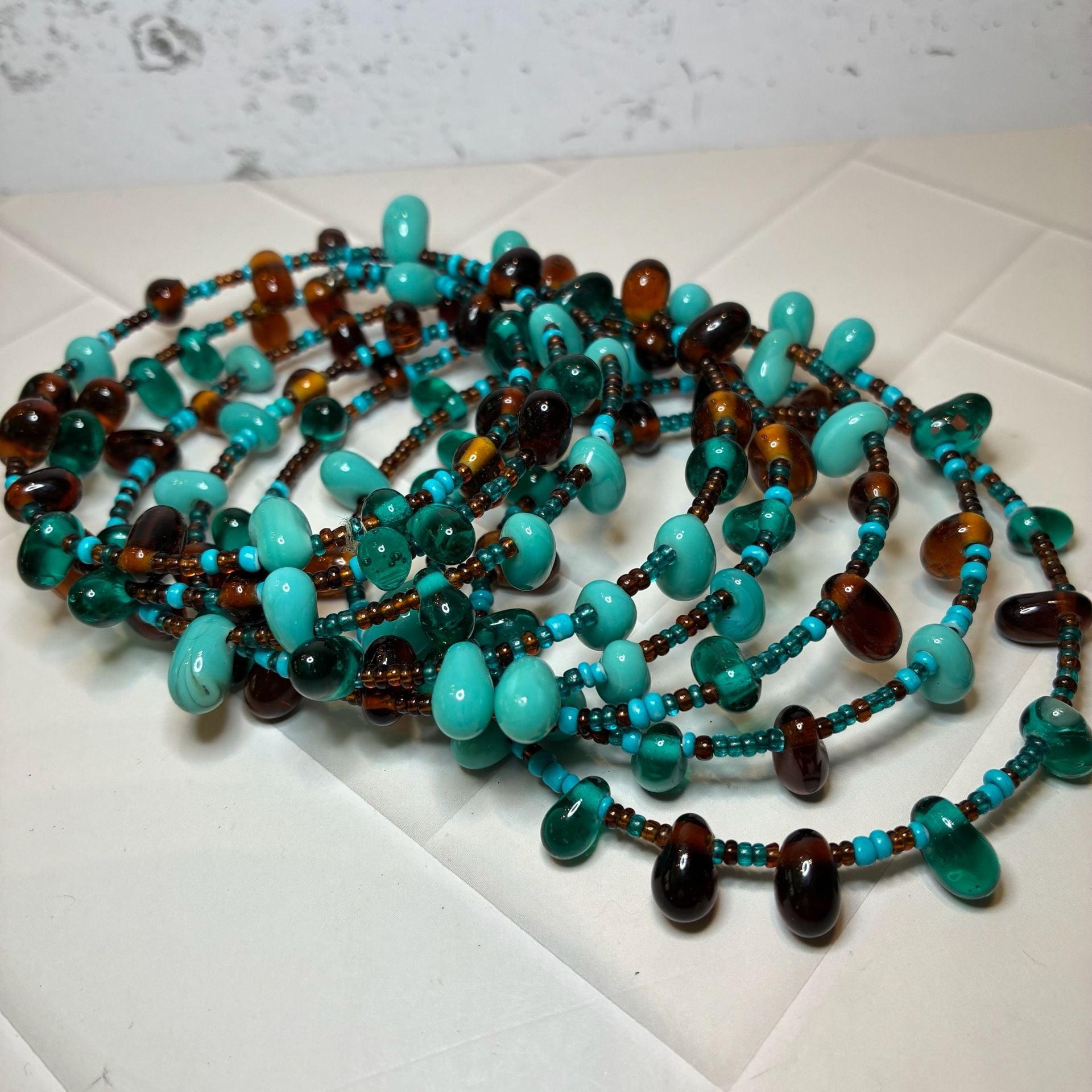 Turquoise and Brown Glass Beaded Spiral Wrap Bracelet
STK 266 1