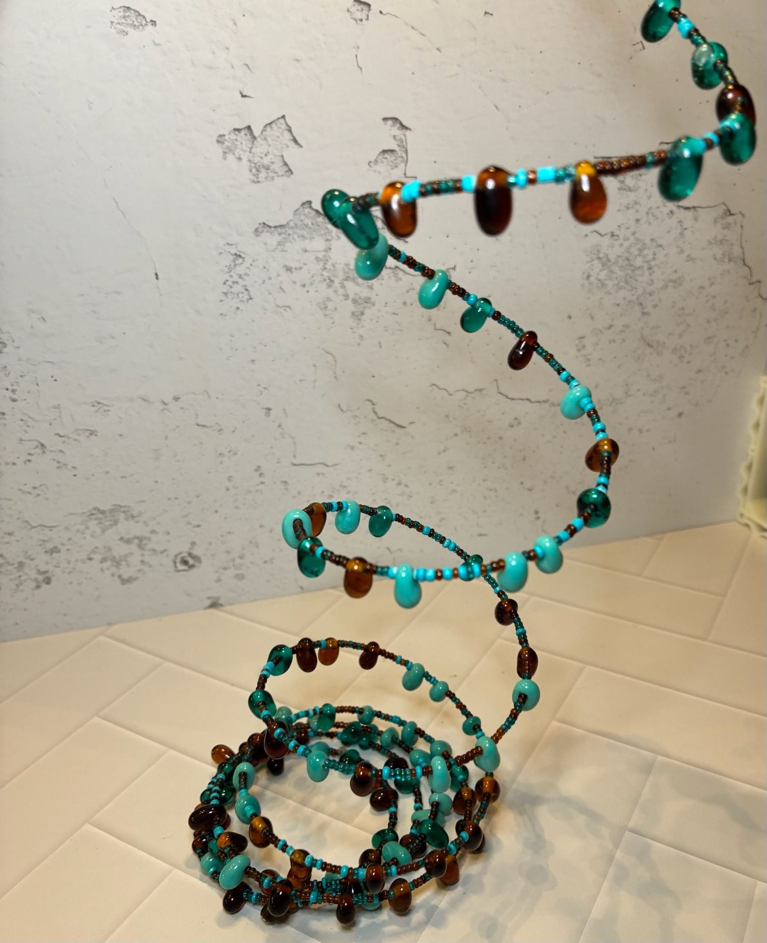 Turquoise and Brown Glass Beaded Spiral Wrap Bracelet
STK 266 4