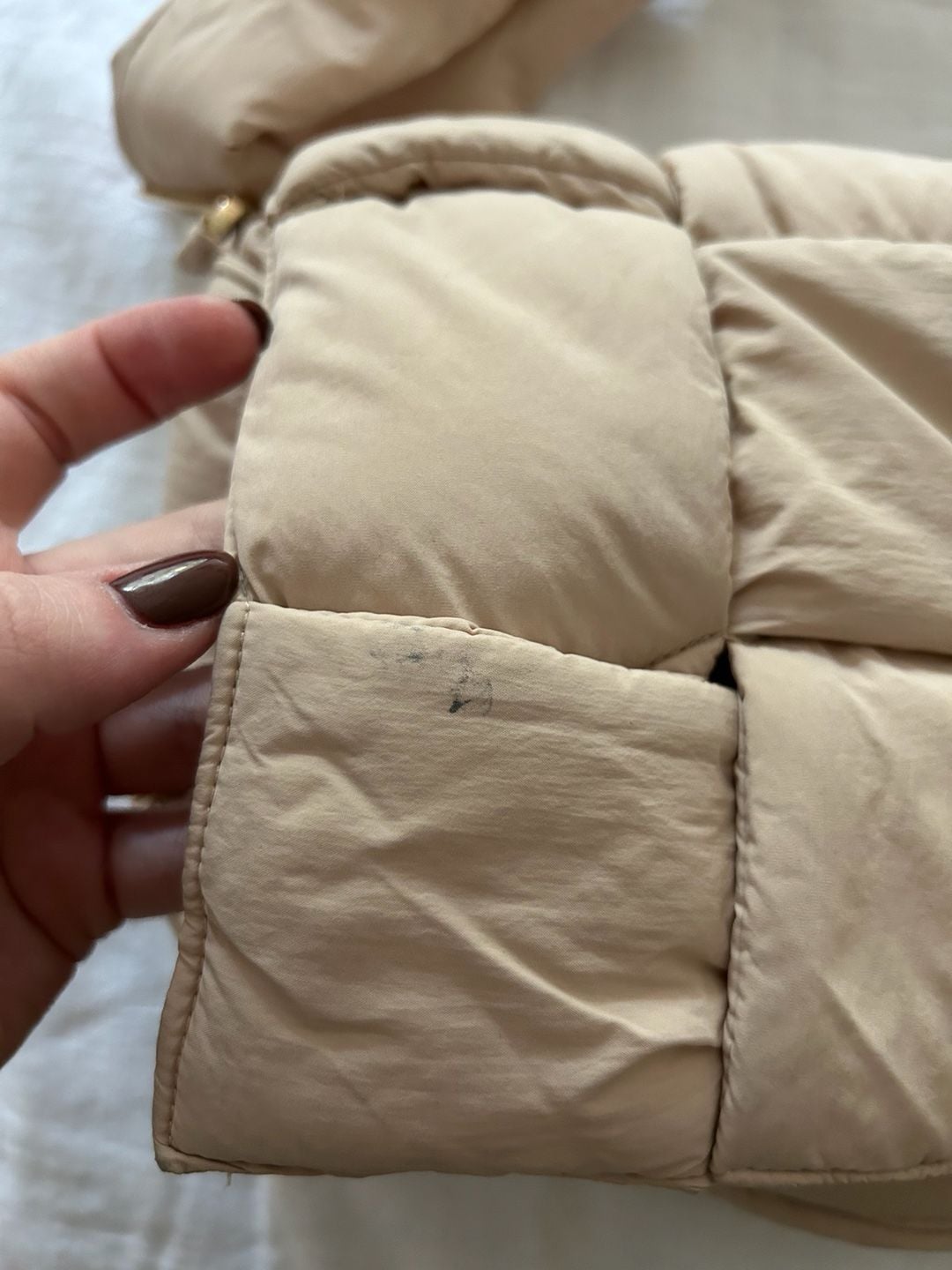 Quilted Puffer Crossbody Bag Beige 3