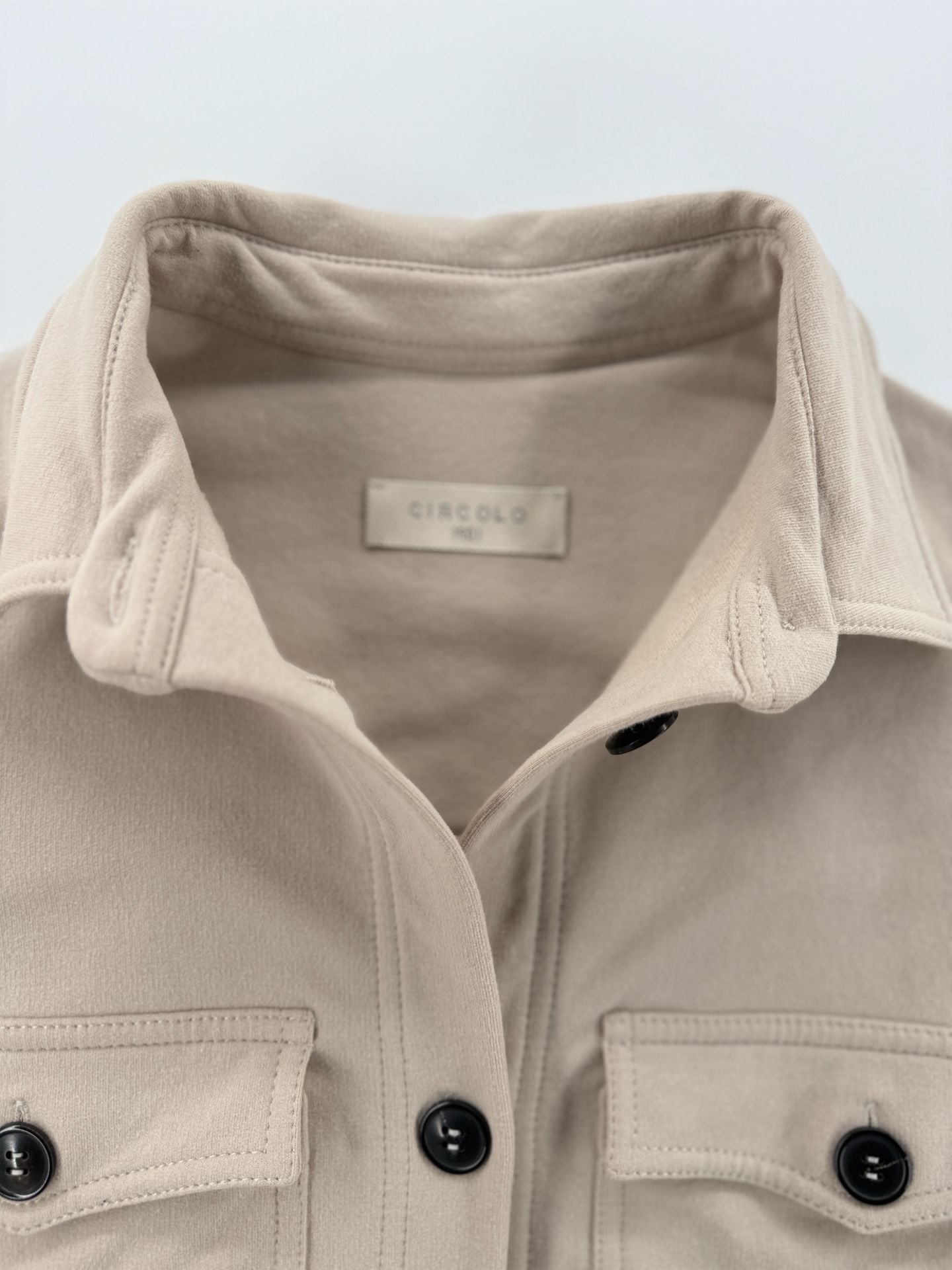 Circolo 1901 Women Italy 44 US 8 Beige Cotton Stretch Shacket Overshirt Jacket 3