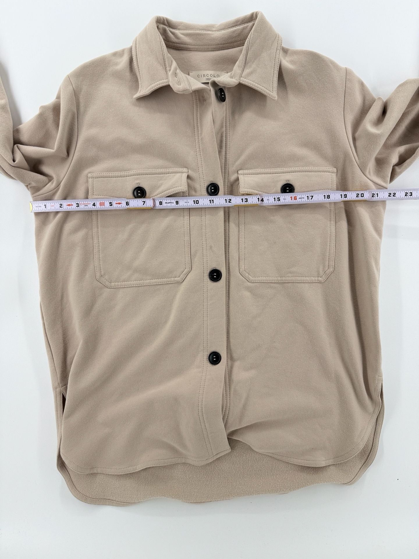 Circolo 1901 Women Italy 44 US 8 Beige Cotton Stretch Shacket Overshirt Jacket 4