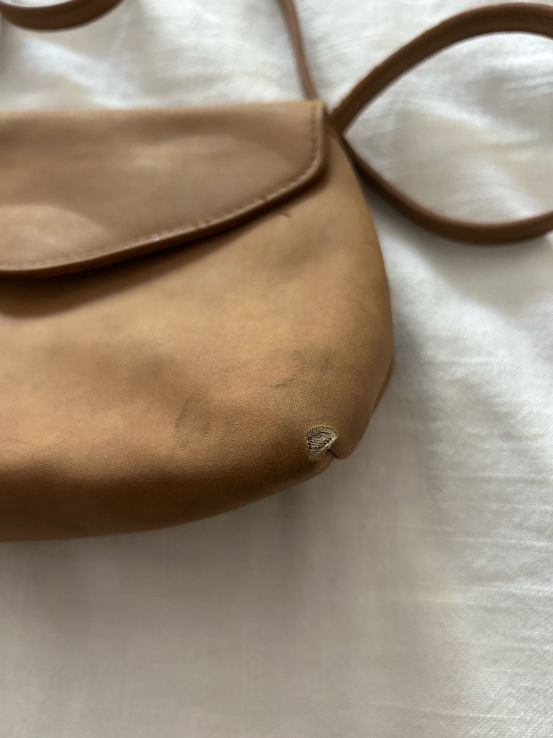 Tan Faux Leather Envelope Crossbody Bag 3
