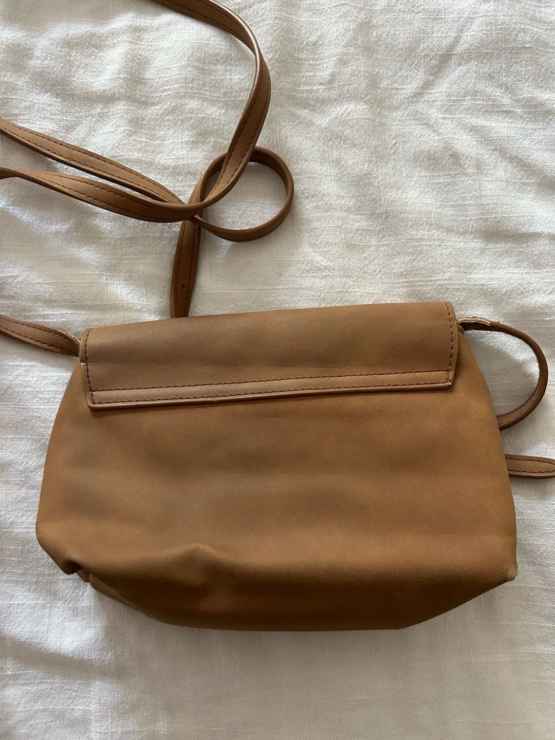 Tan Faux Leather Envelope Crossbody Bag 4