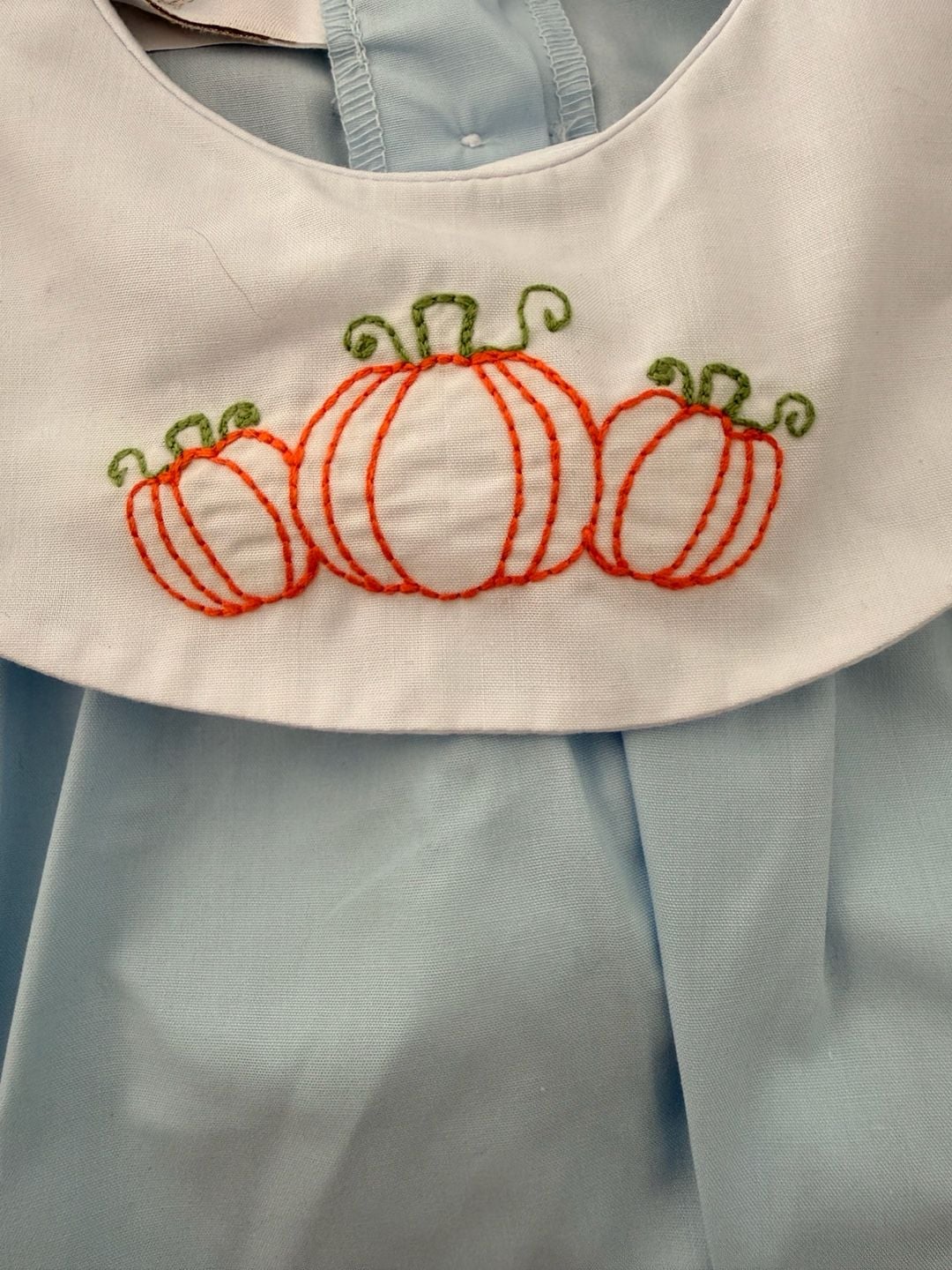Lullaby Set Pumpkin/Fall holiday Embroidered Bubble Romper 18M Blue 8