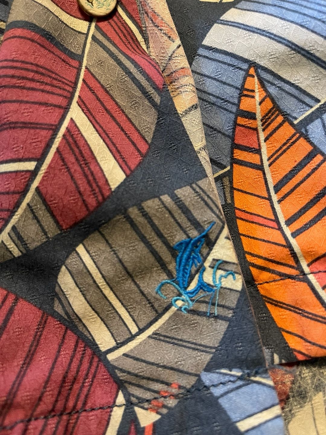 Tommy Bahama Mens Silk Hawaiian Shirt Medium Abstract Leaf Short Sleeve Cruise 5