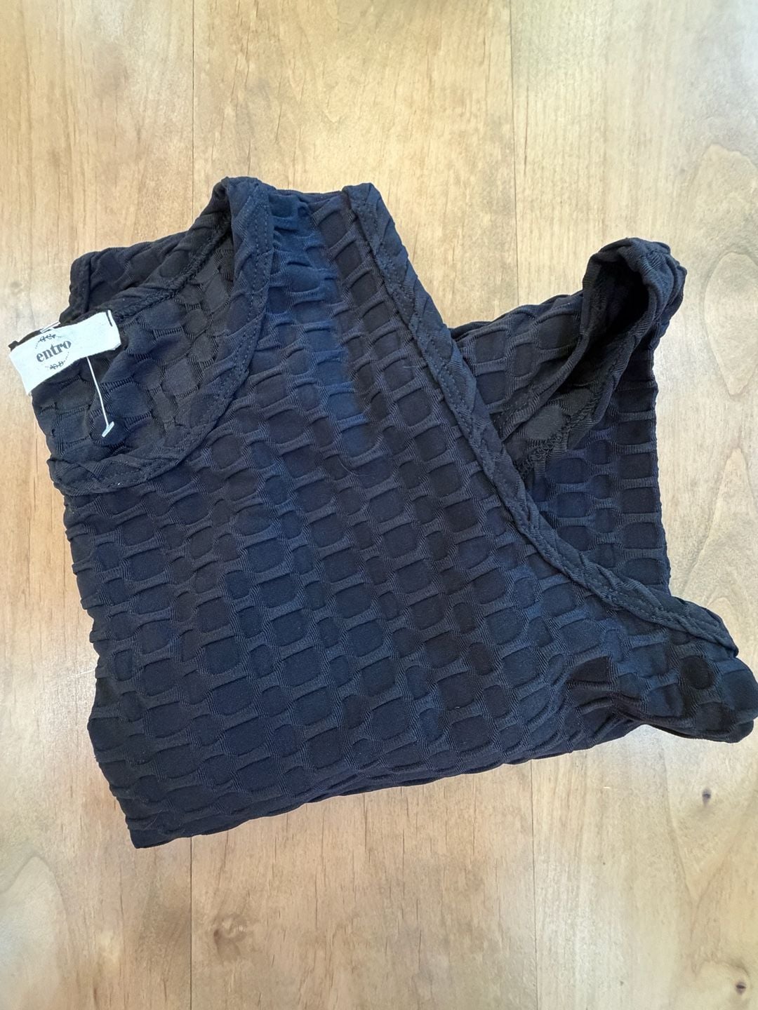 Entro Textured Bodysuit Size L Black Sleeveless Bubble Knit 10
