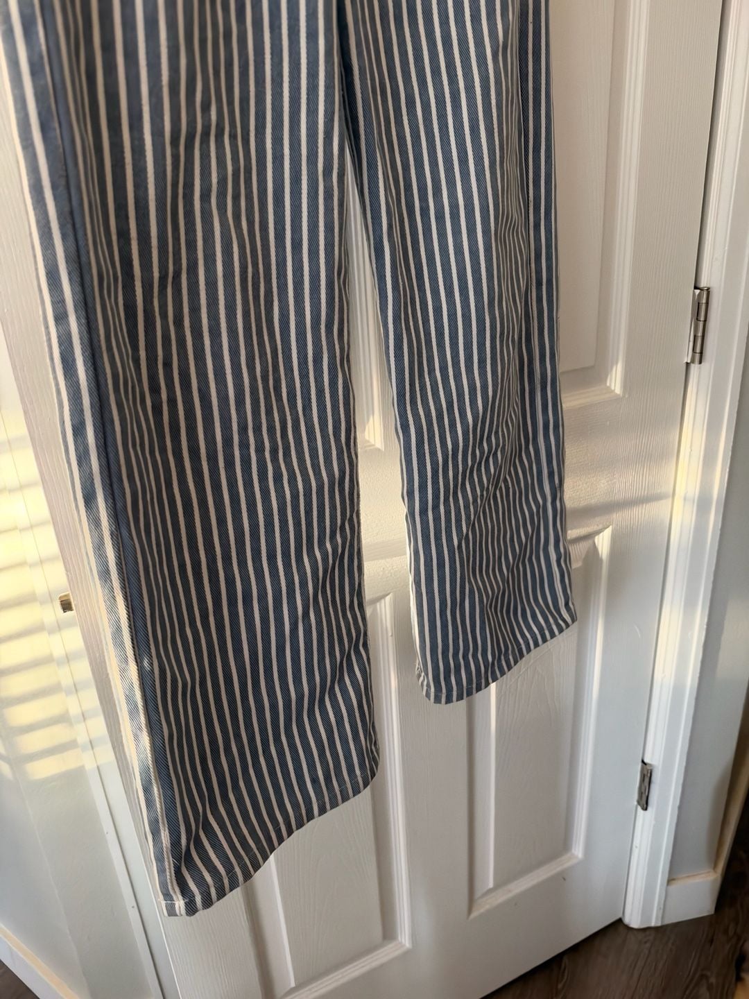 Jeans Striped Wide Leg Size M Blue White 3