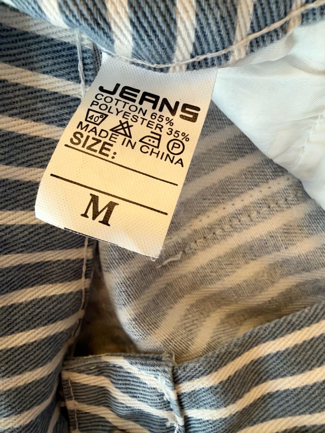 Jeans Striped Wide Leg Size M Blue White 5