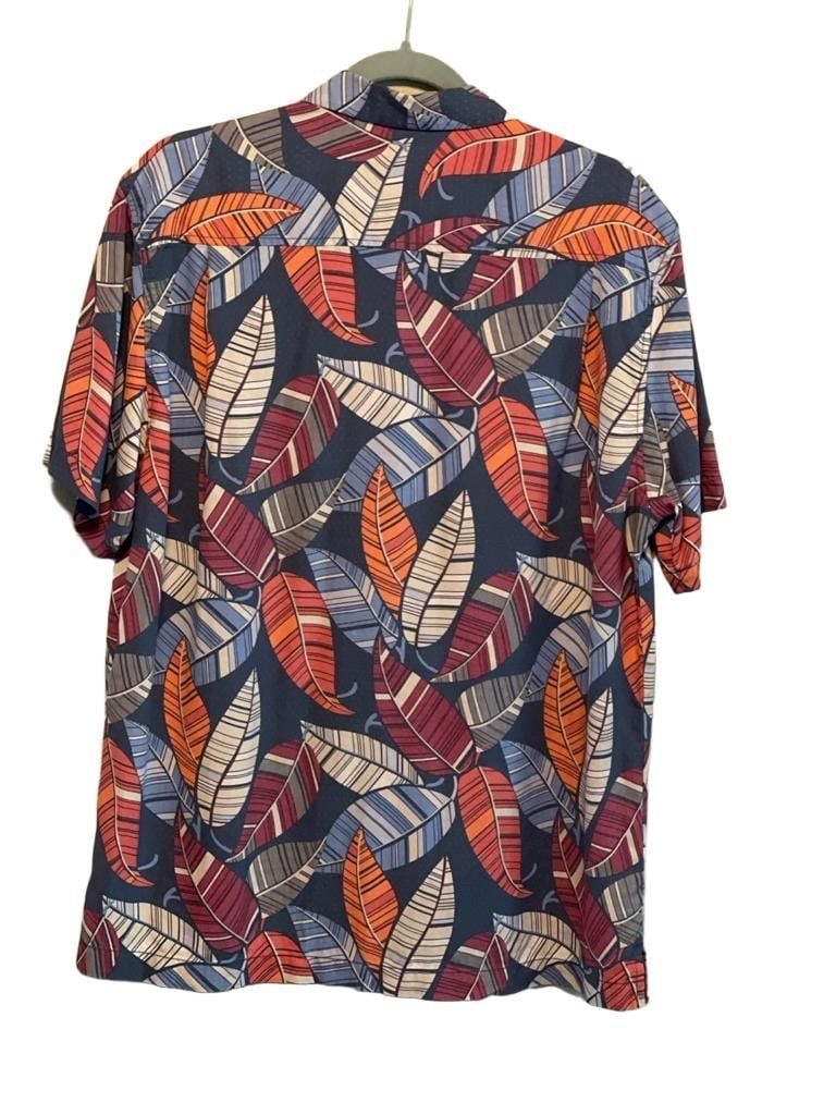 Tommy Bahama Mens Silk Hawaiian Shirt Medium Abstract Leaf Short Sleeve Cruise 3