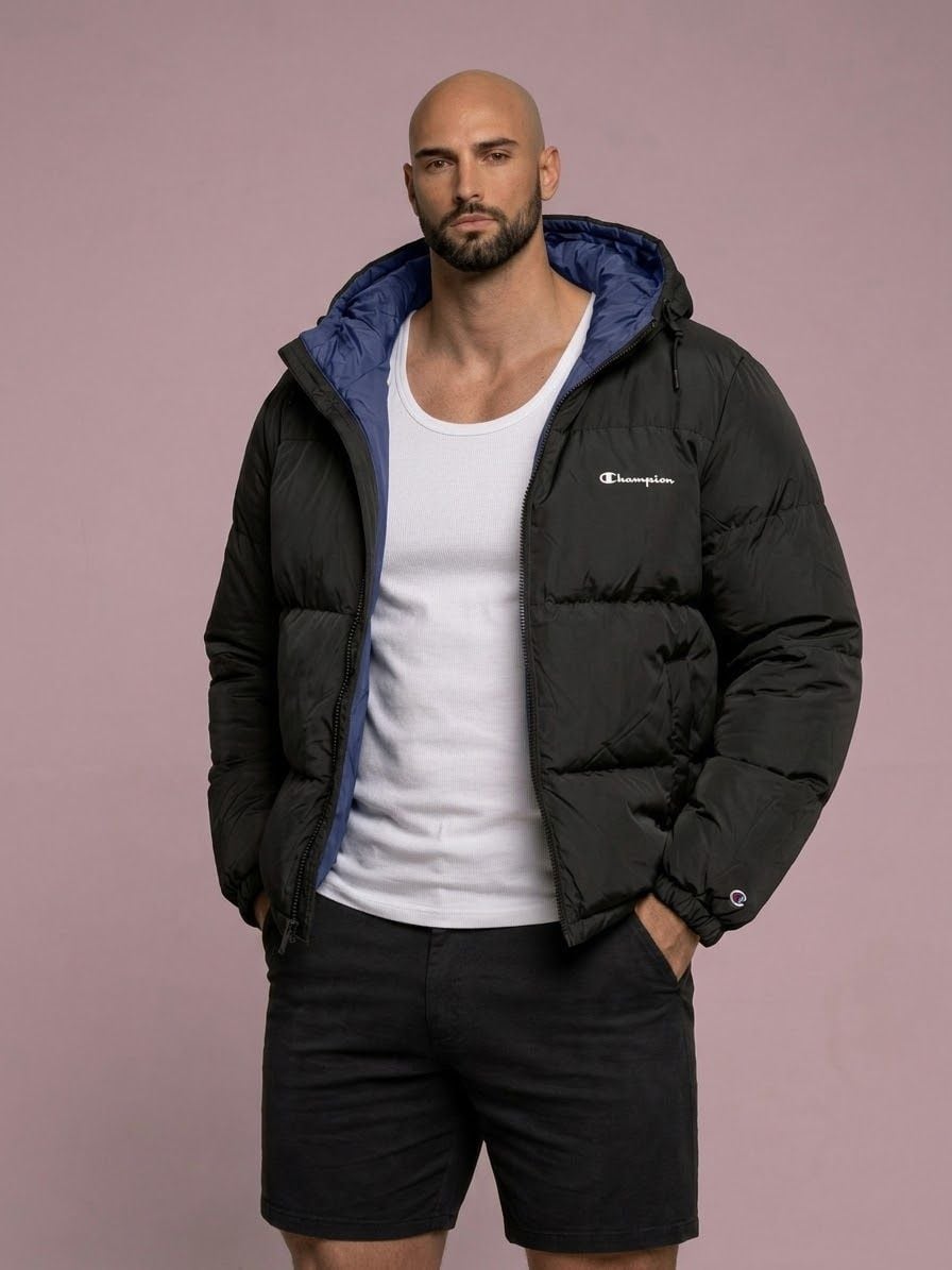 Champion Heavyweight Hooded Puffer Jacket Black Size Large 6