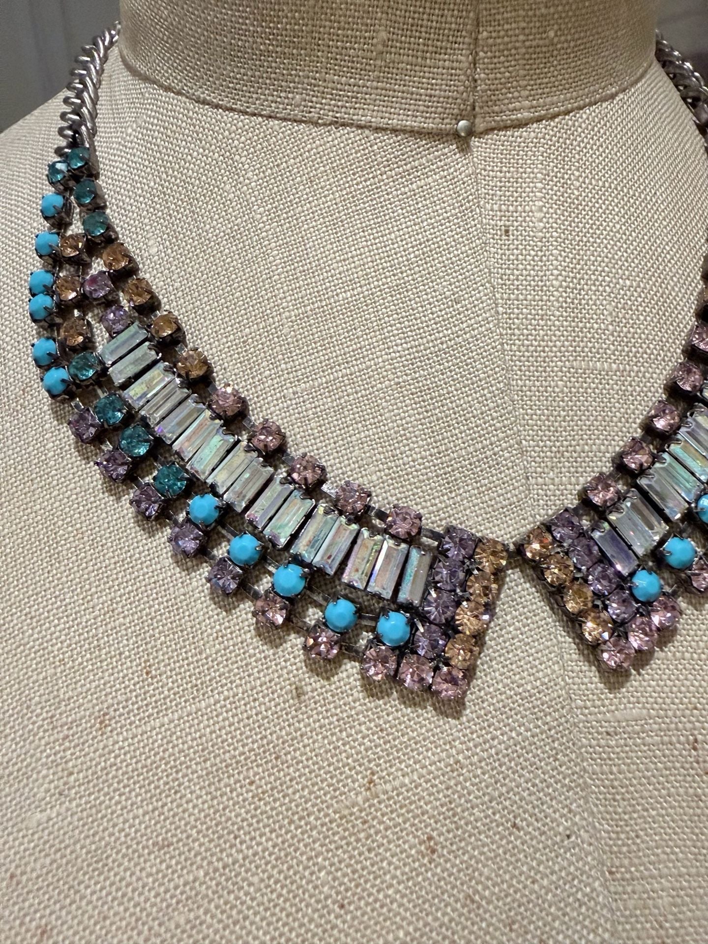 Material Girl Gunmetal Rectangular Stone Statement Collar Necklace 4