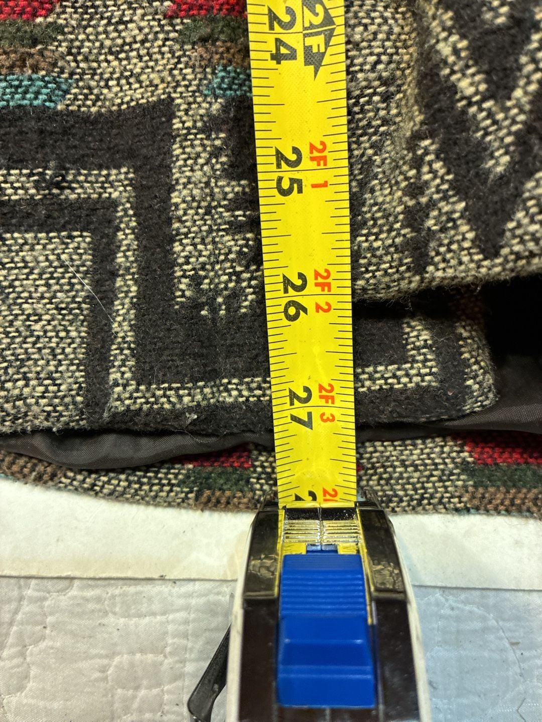 Vintage Southwestern Aztec Geometric Woven Hooded Trench Coat Belted 8