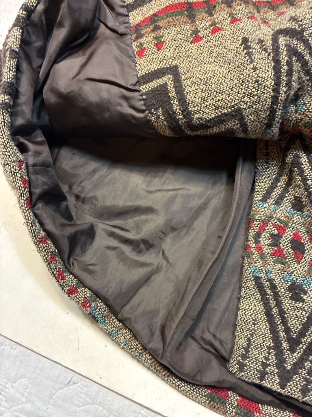 Vintage Southwestern Aztec Geometric Woven Hooded Trench Coat Belted 9