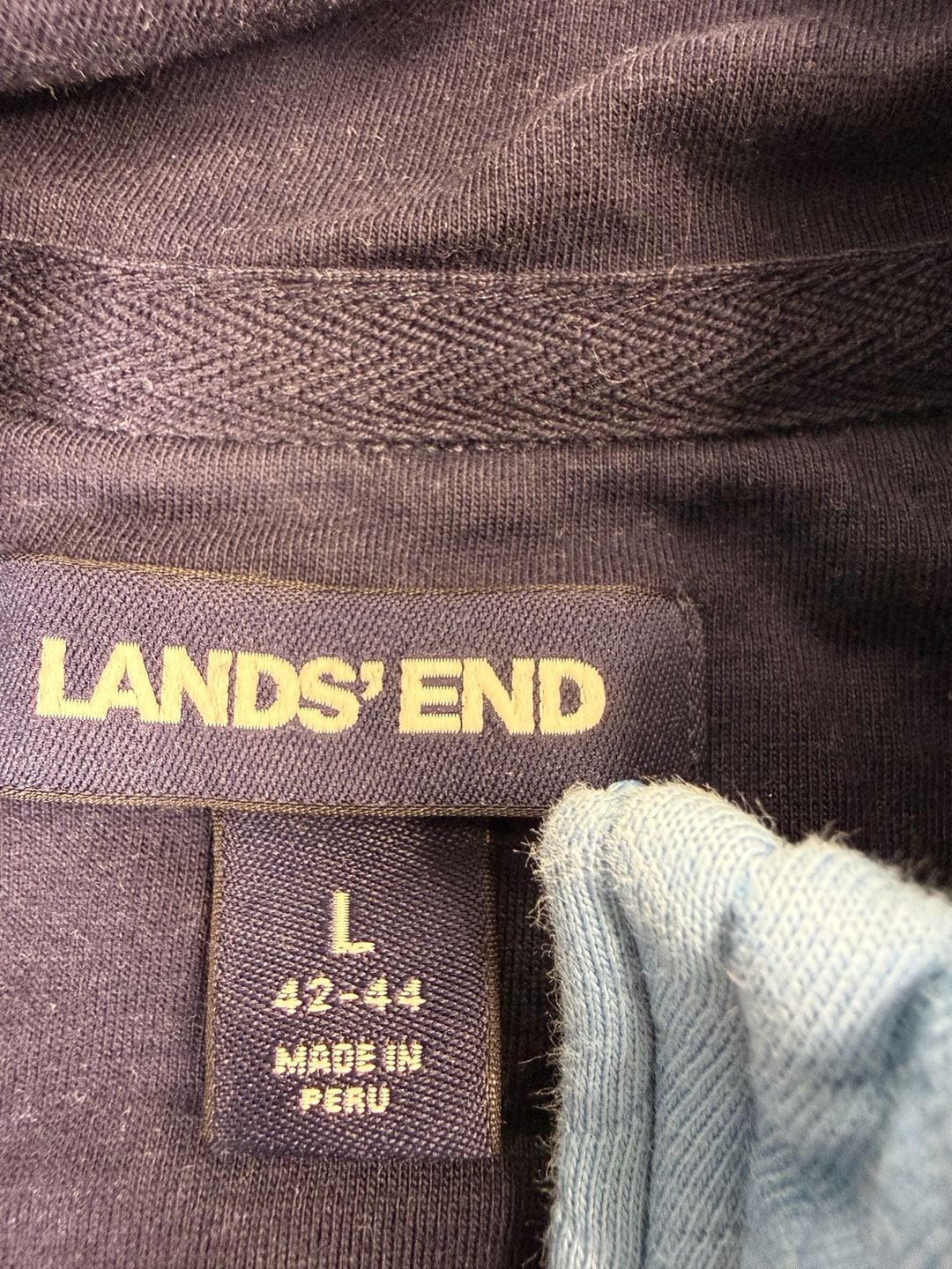 Lands' End Quilted 1/4 Zip Pullover Sweatshirt Size L 42-44 Light Blue 2