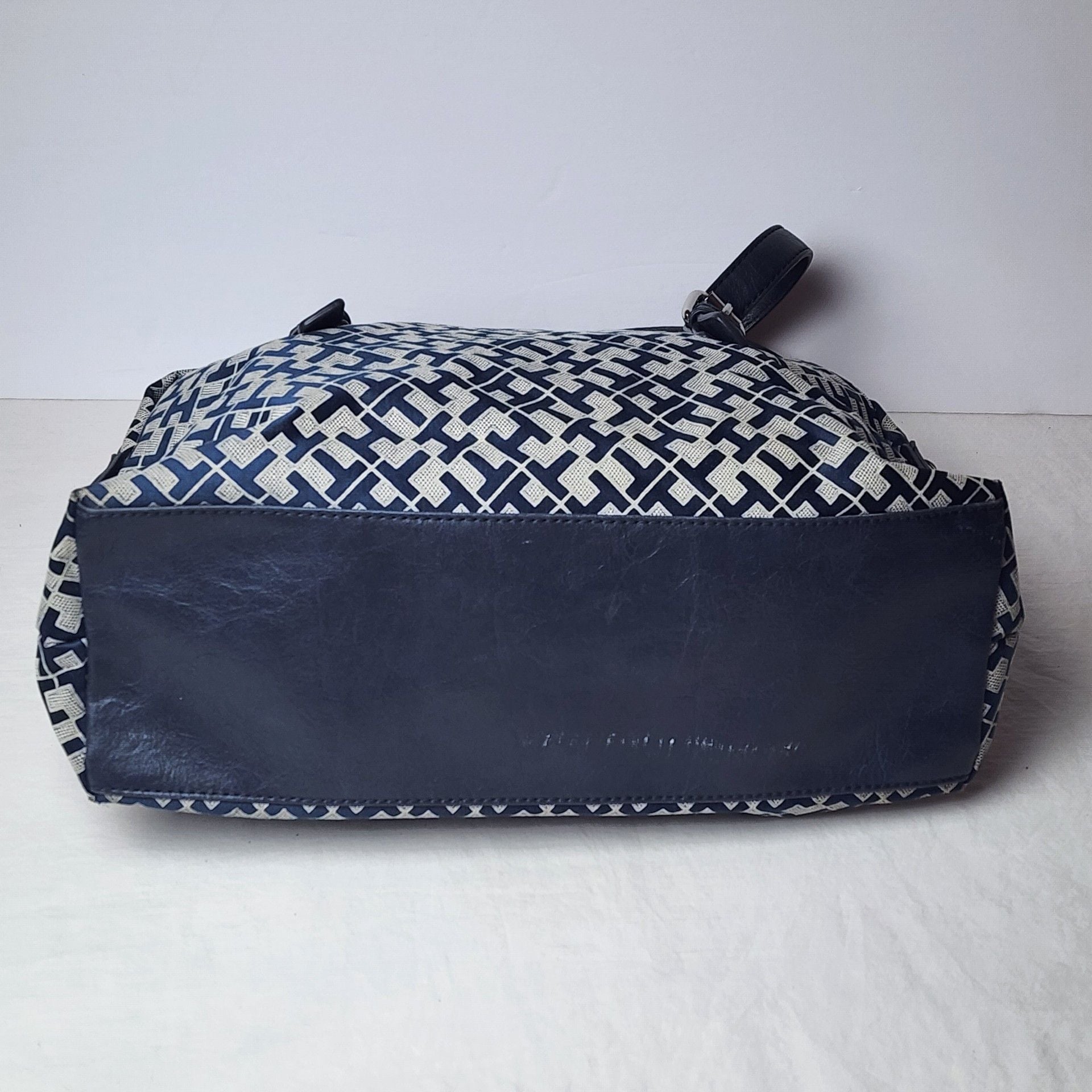 Tommy Hilfiger Monogram Blue Nylon Satchel Handbag 4