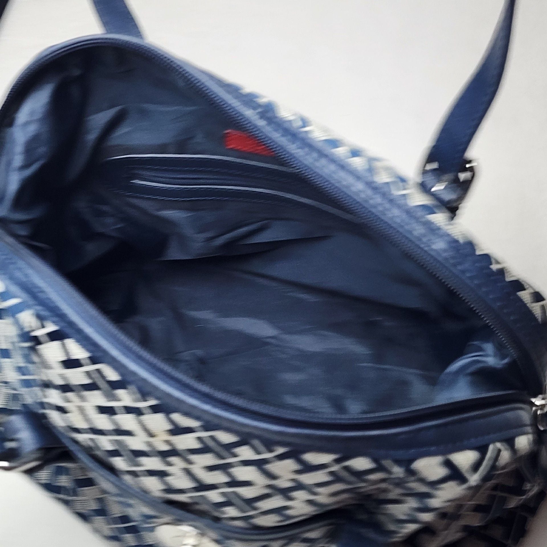 Tommy Hilfiger Monogram Blue Nylon Satchel Handbag 10