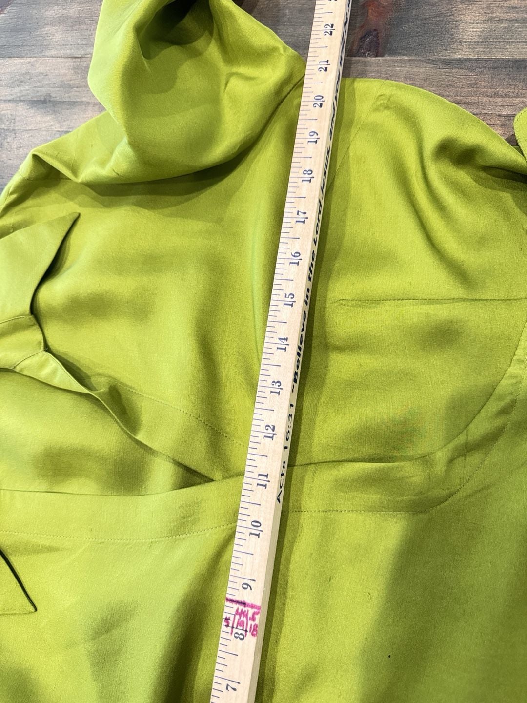 Allison Taylor Silk Wrap Blouse Size 14 Green Buckle 7