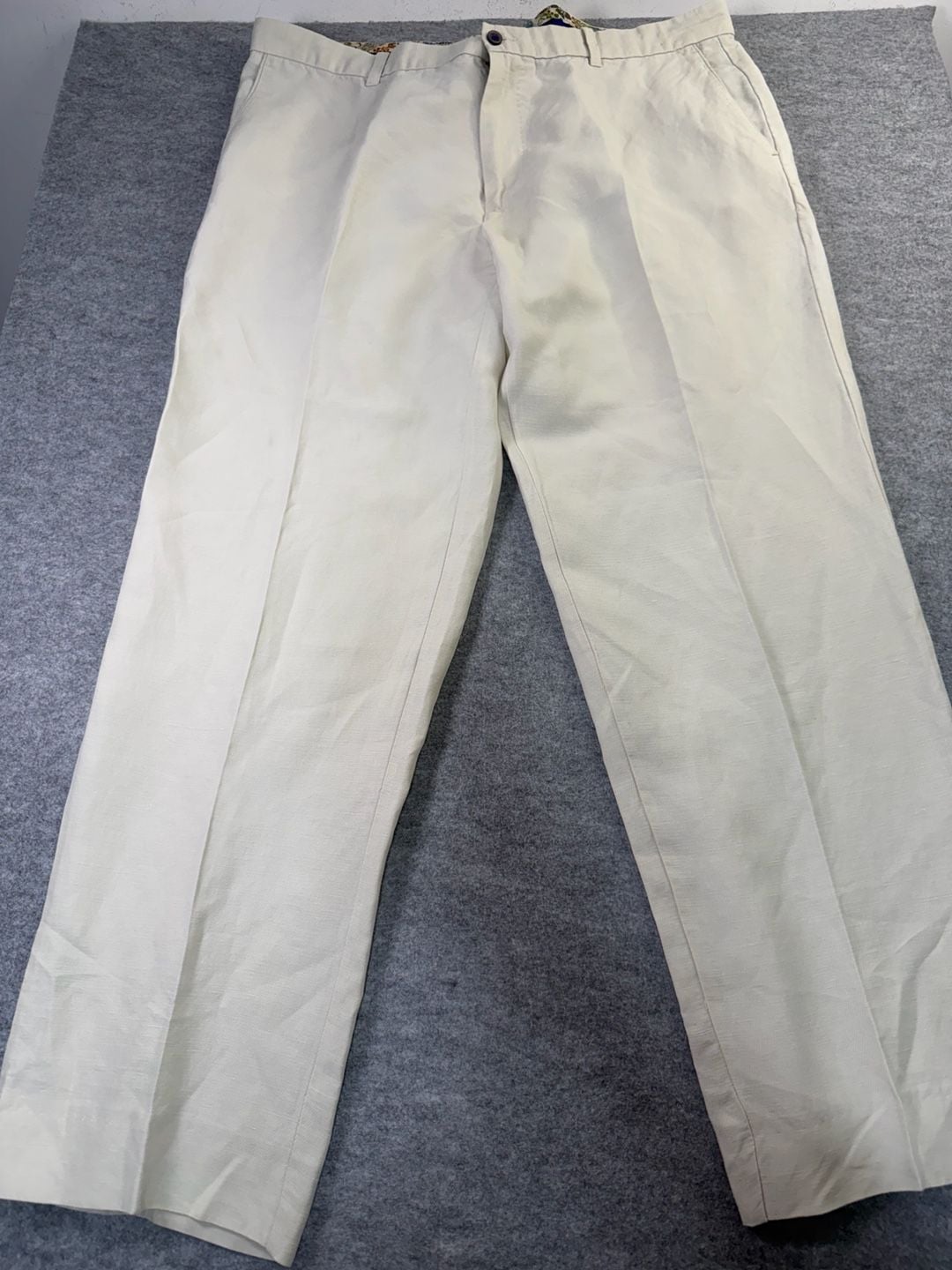 Tommy Bahama Linen Blend Pants 40x32 Beige Flat Front Trousers 2