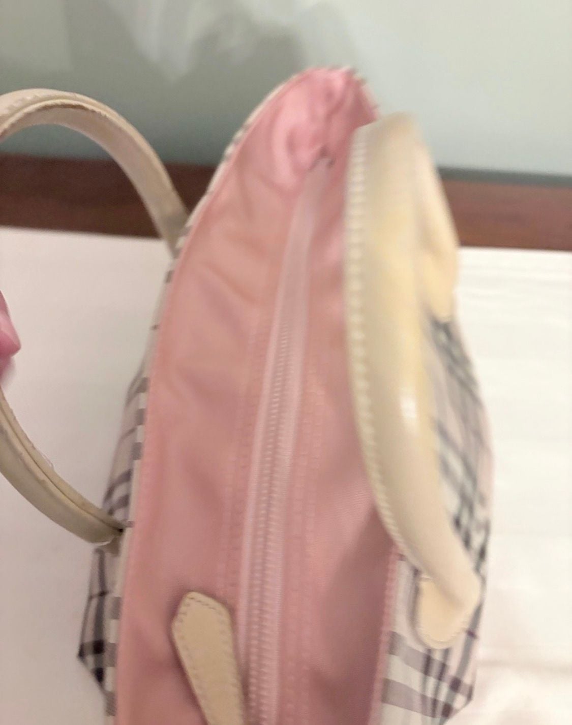 Burberry Blue Label Nova Check Handbag Pink Tote Purse 6