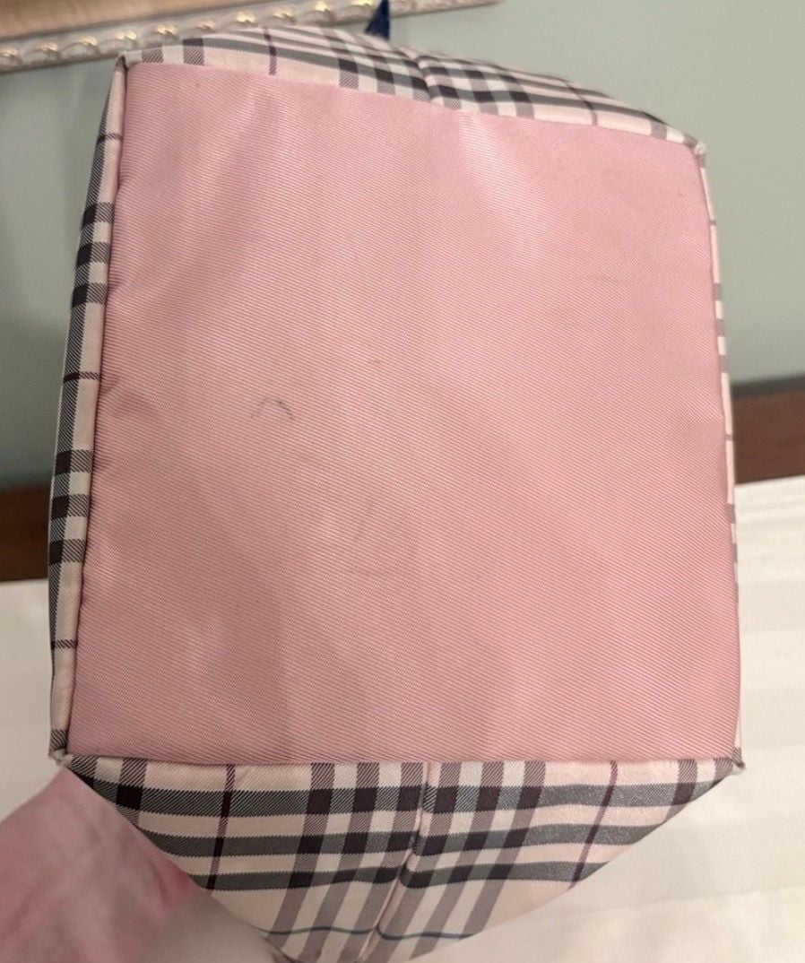 Burberry Blue Label Nova Check Handbag Pink Tote Purse 7