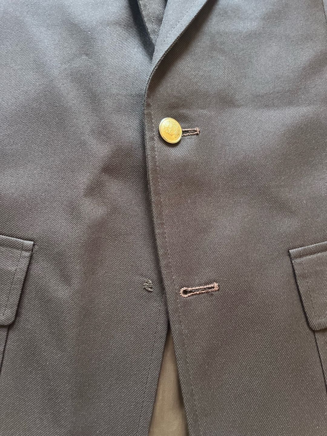 Vintage 60s Men's Blazer Sport Coat Size 39R Brown Gold Buttons flaws 3