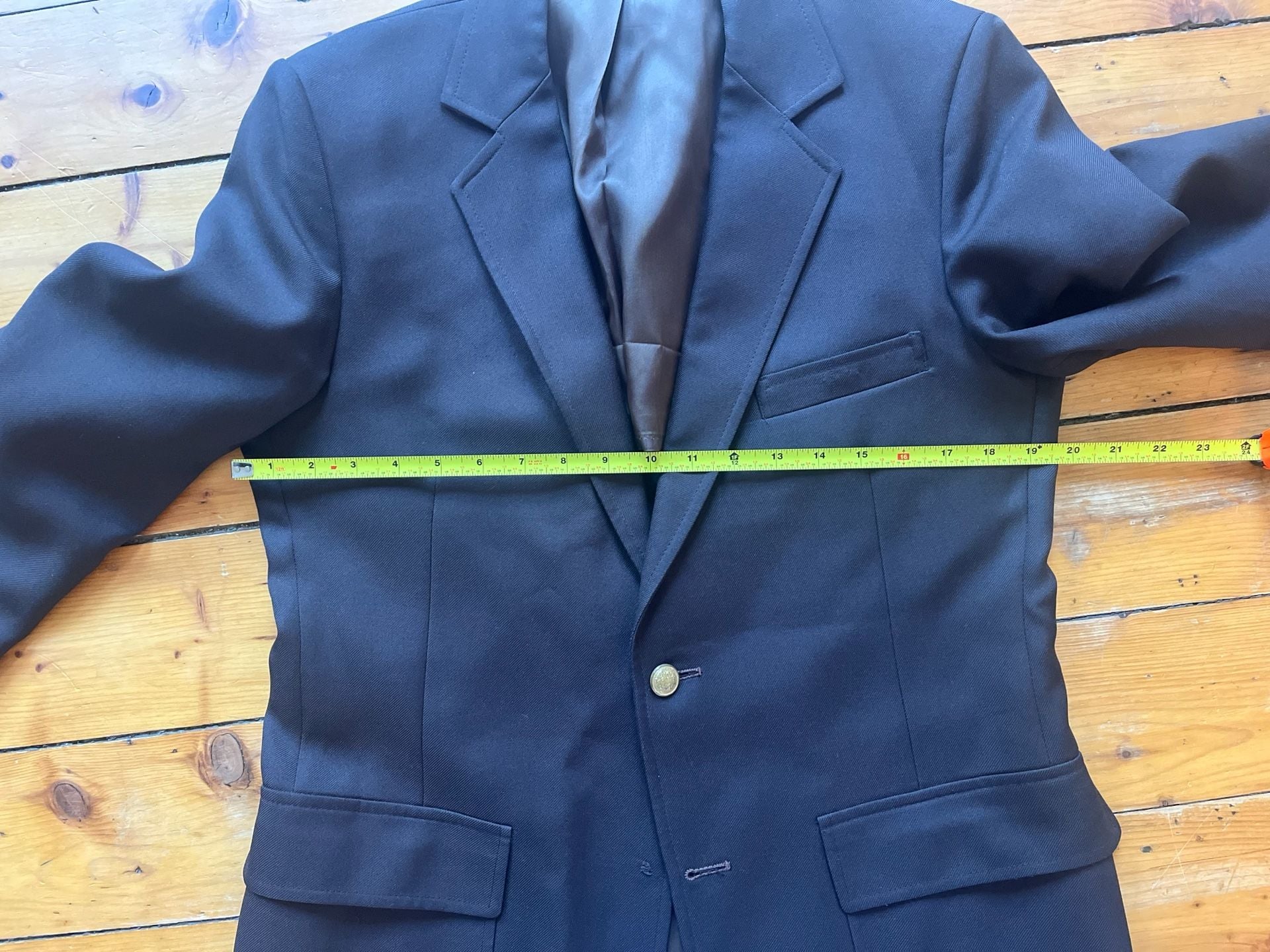 Vintage 60s Men's Blazer Sport Coat Size 39R Brown Gold Buttons flaws 9