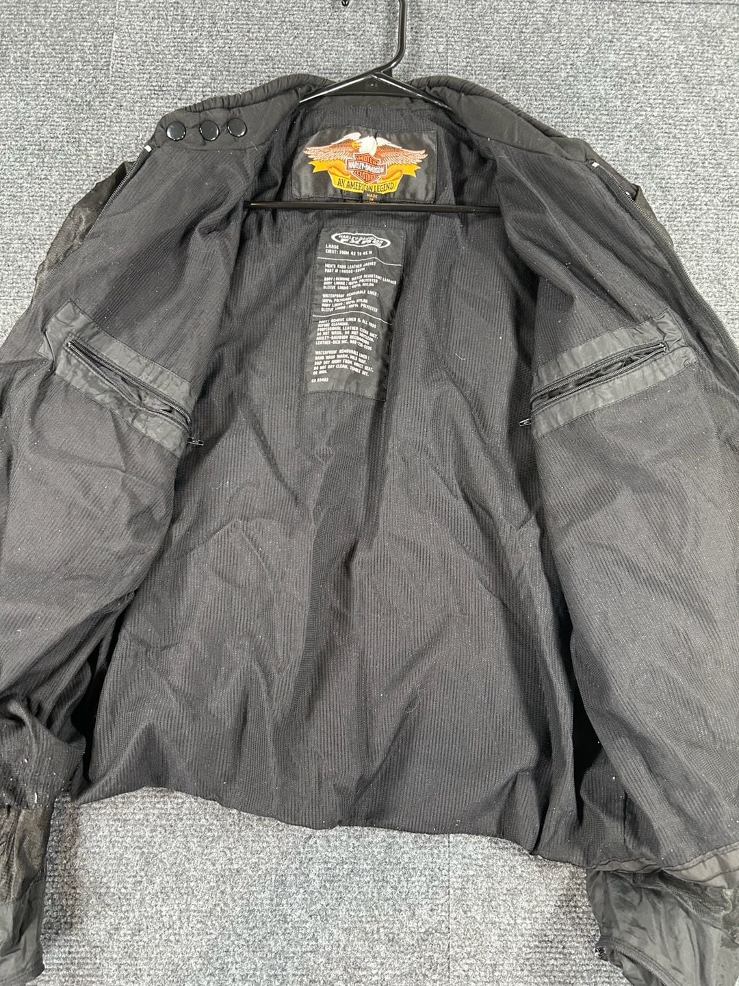Harley-Davidson FXRG Jacket Size Large Black Waterproof Liner 3